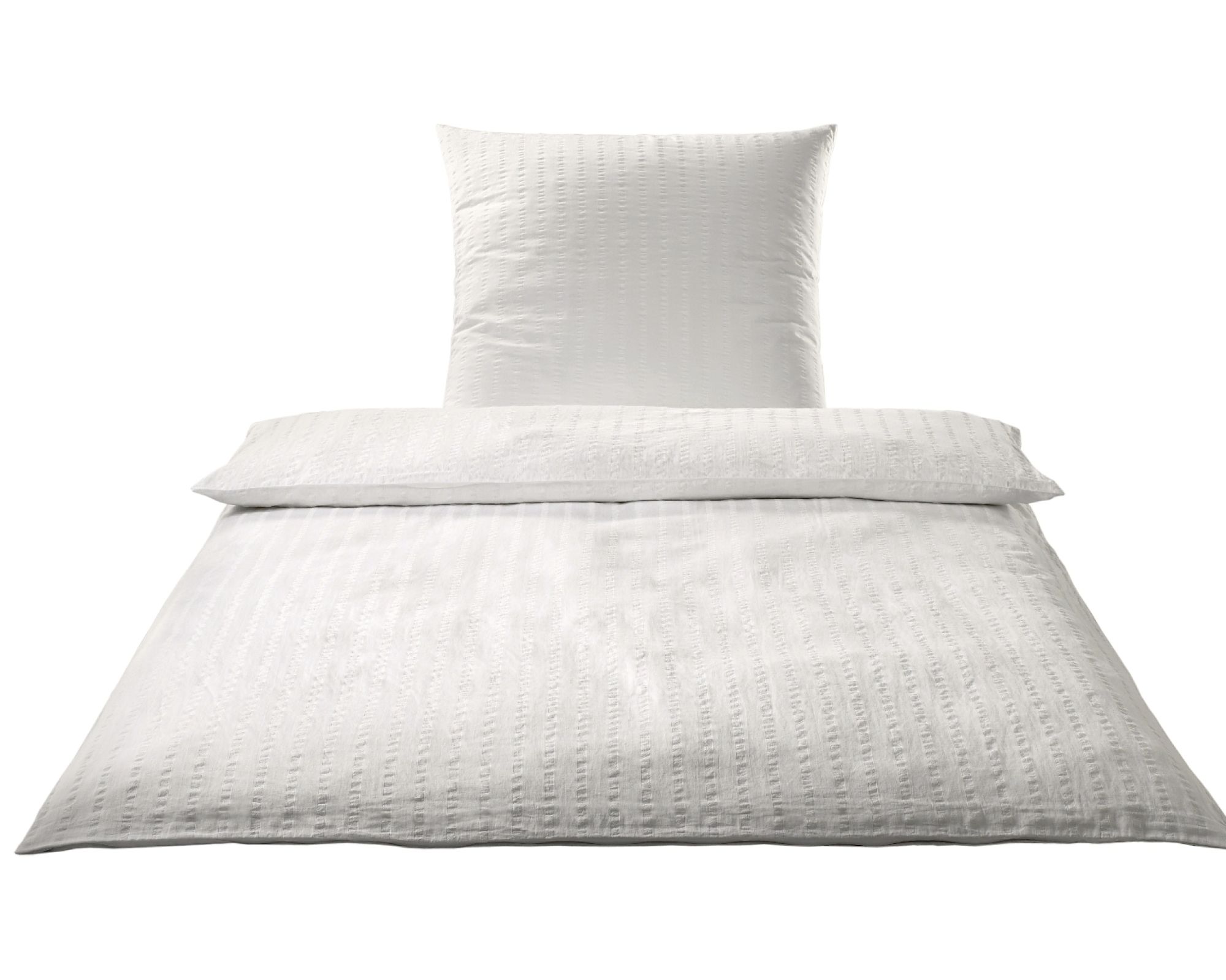 Elegante Seersucker Bettwäsche »Chelsea« Weiß 7013-00 Kissen 80x80 cm