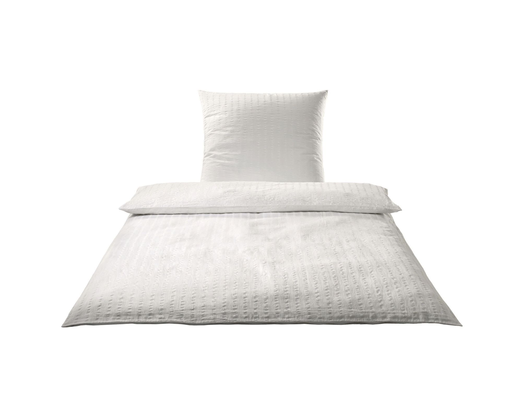Elegante Seersucker Bettwäsche »Chelsea« Wollweiß 7013-70 Bettwäsche 155x200 cm / 80x80 cm