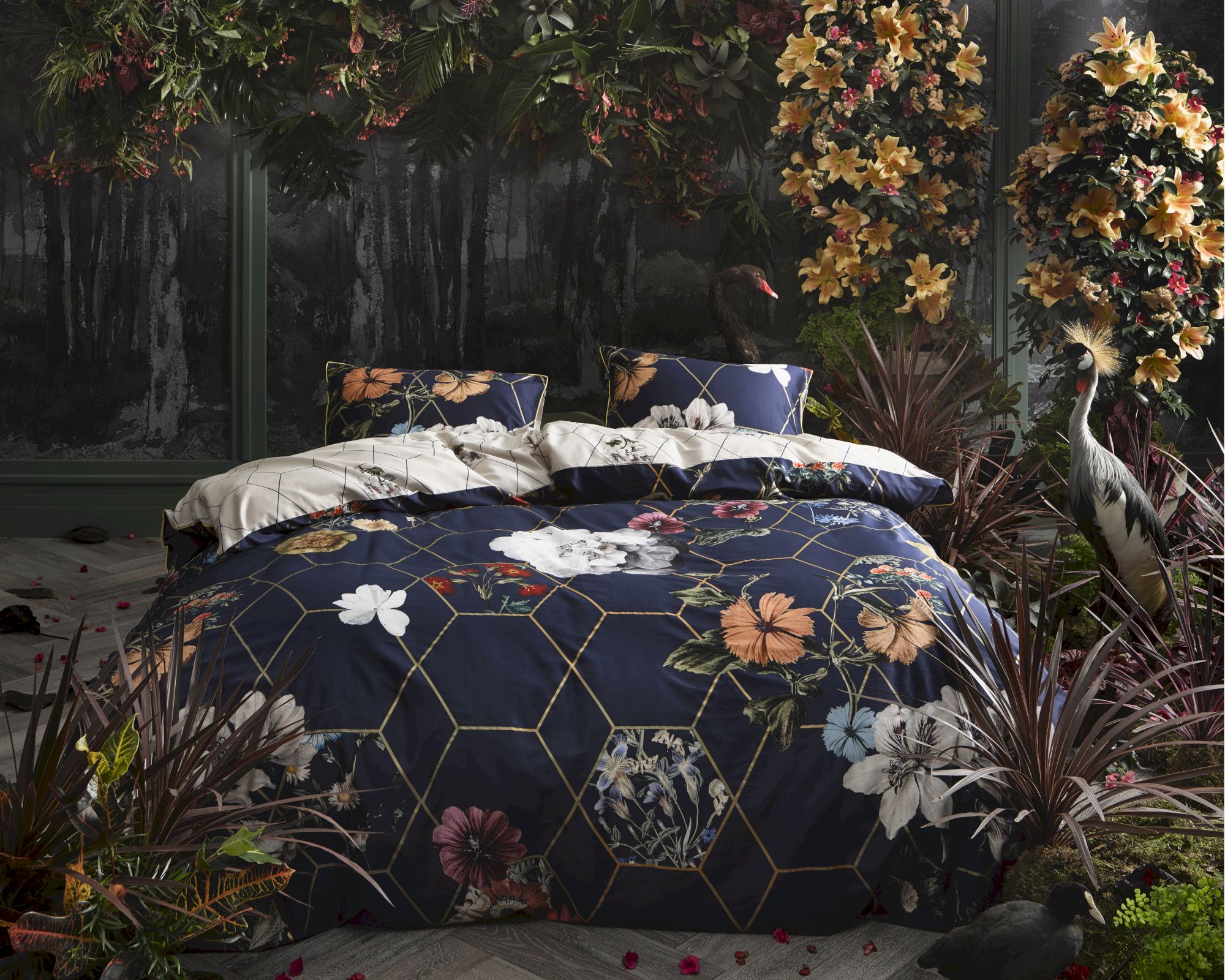 Essenza »Abigail« Satin Bettwäsche Dark Blue 135x200 cm / 80x80 cm