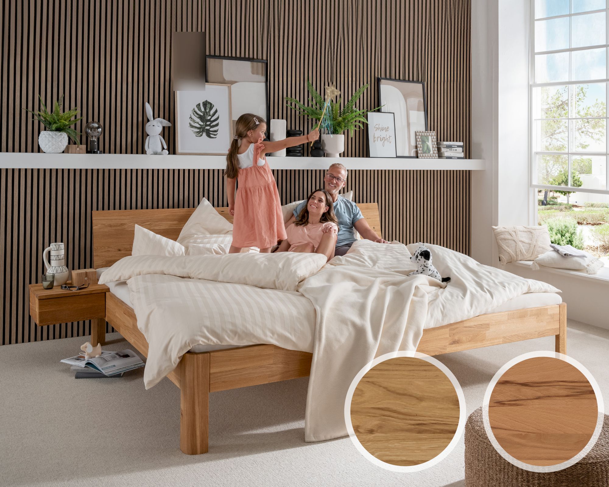 Forestales »Cleveland« Massivholz-/Familienbett 240x200 cm / Wildeiche