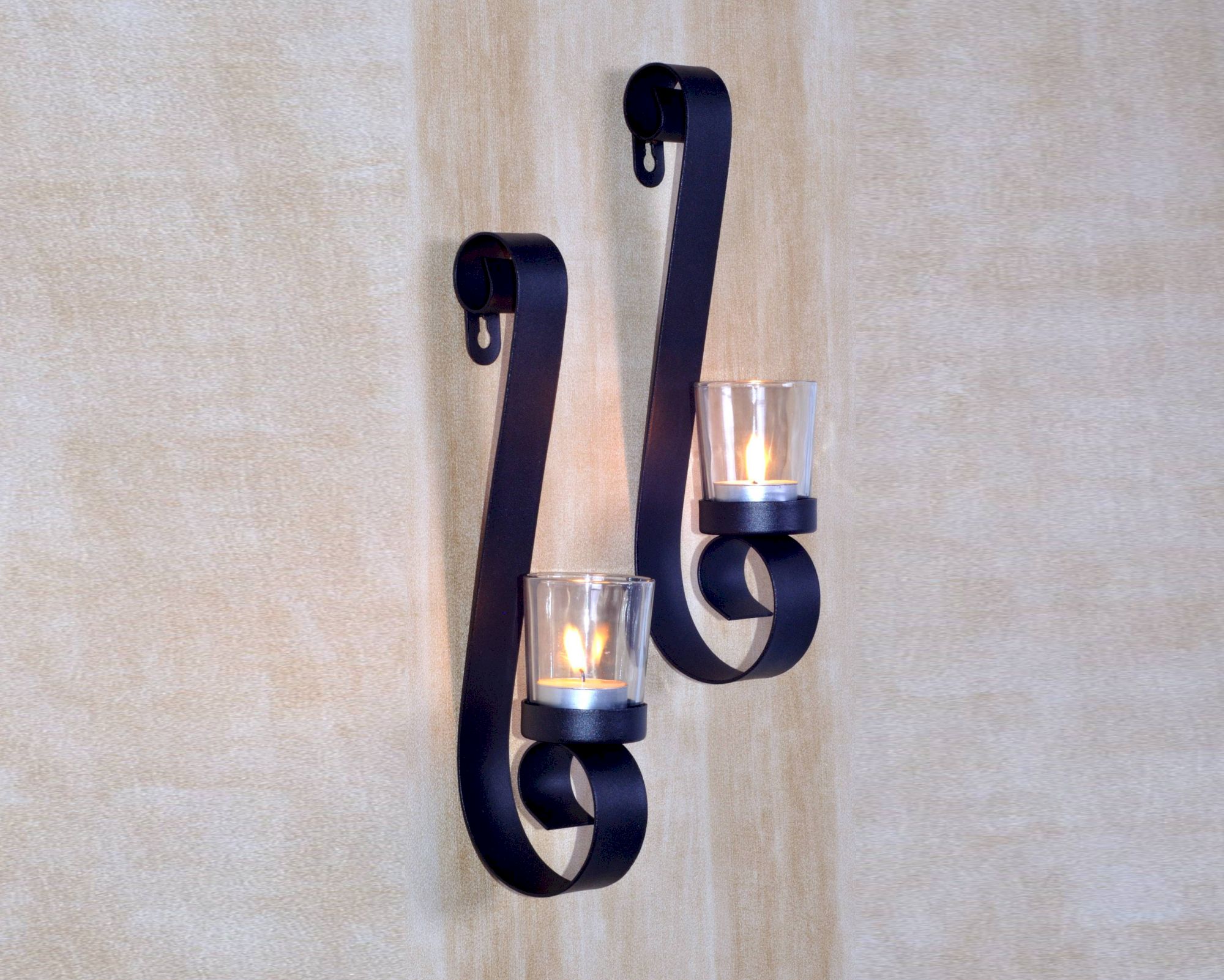 GartenZeit »Markus« Wandkerzenhalter 2er-Set aus Metall, Glas