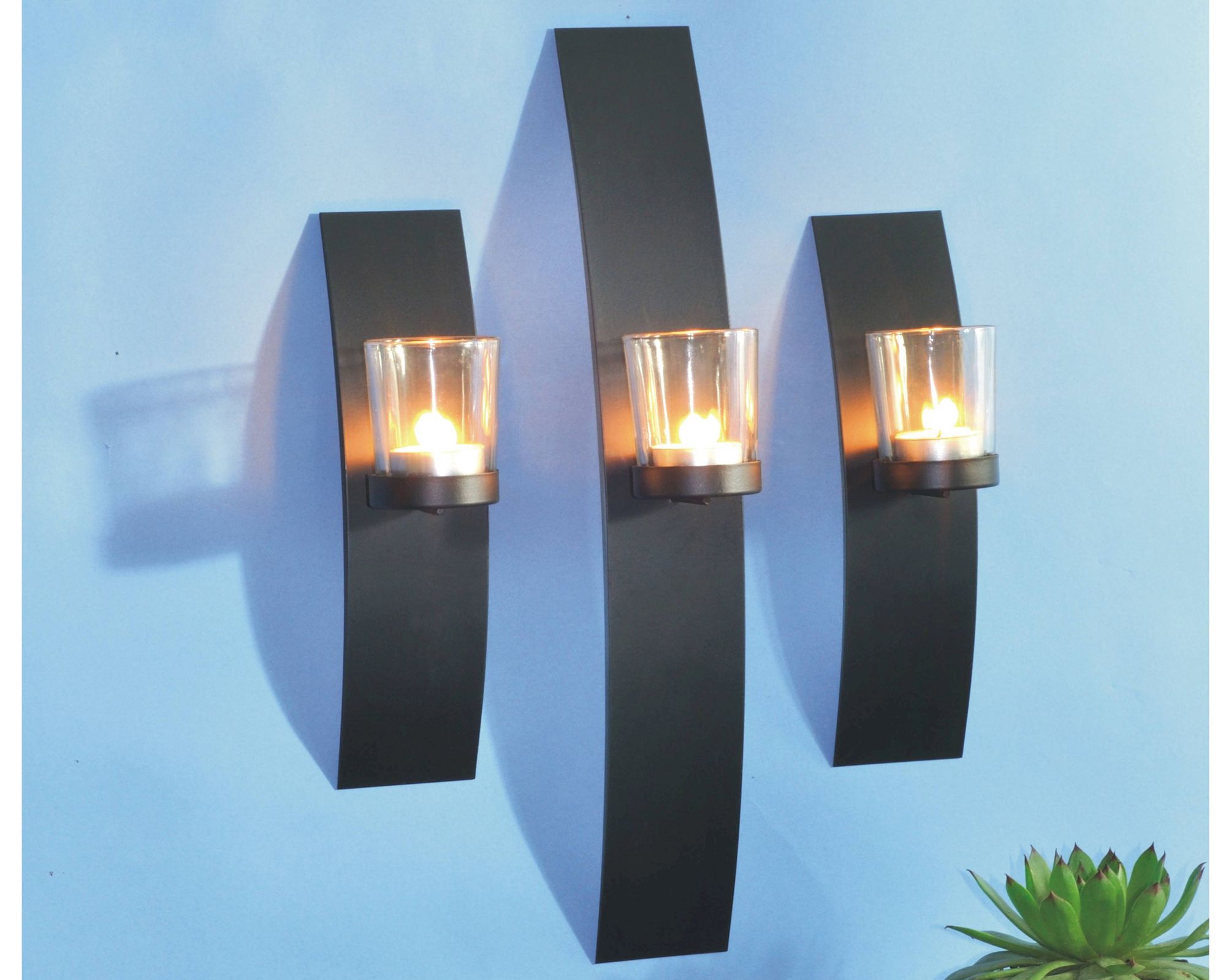 GartenZeit »Raphael« Wandkerzenhalter 3er Set aus Metall, Glas