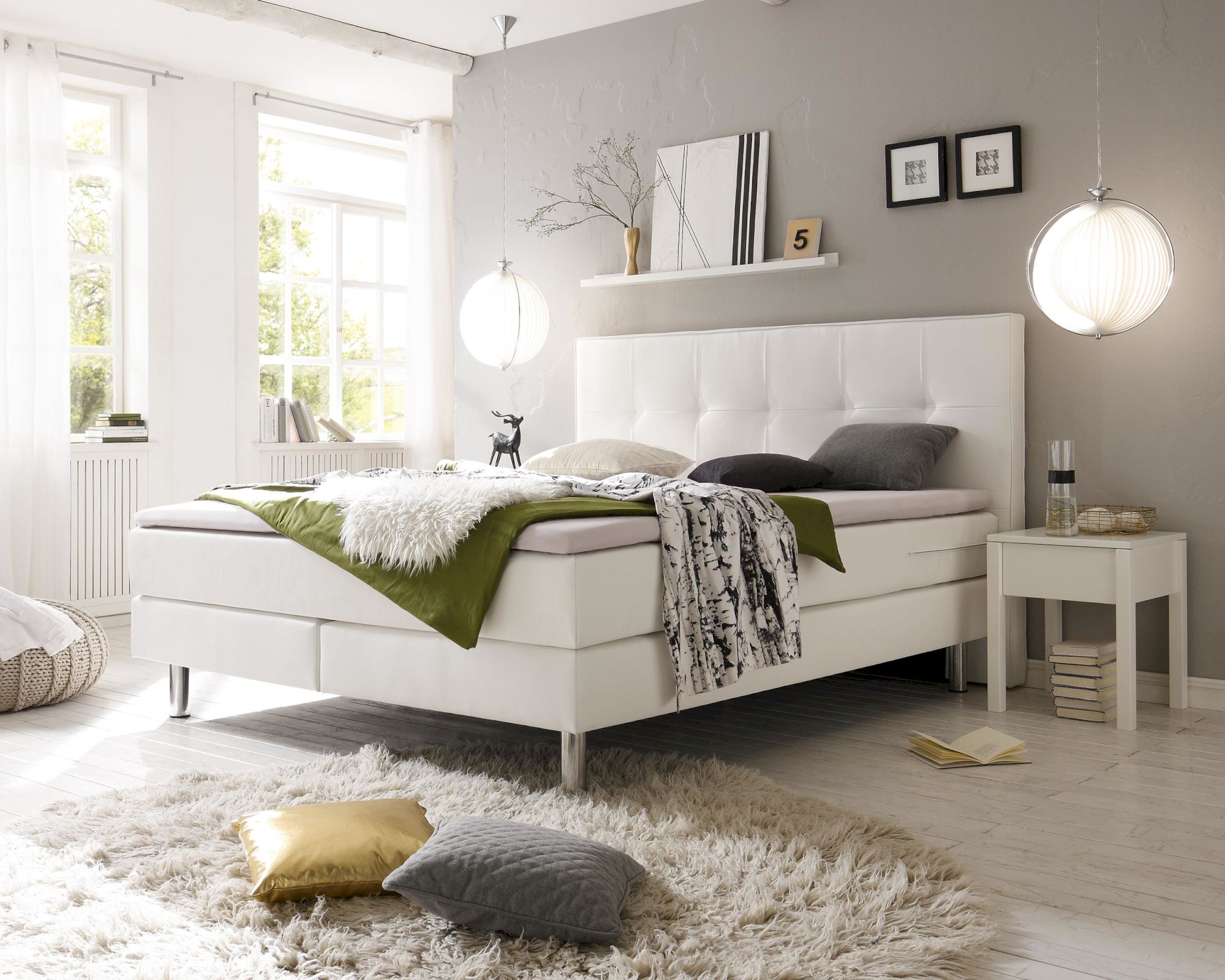 Hasena Boxspringbett Pronto Fleur 180x200 cm / 323 weiss / Superio-Top