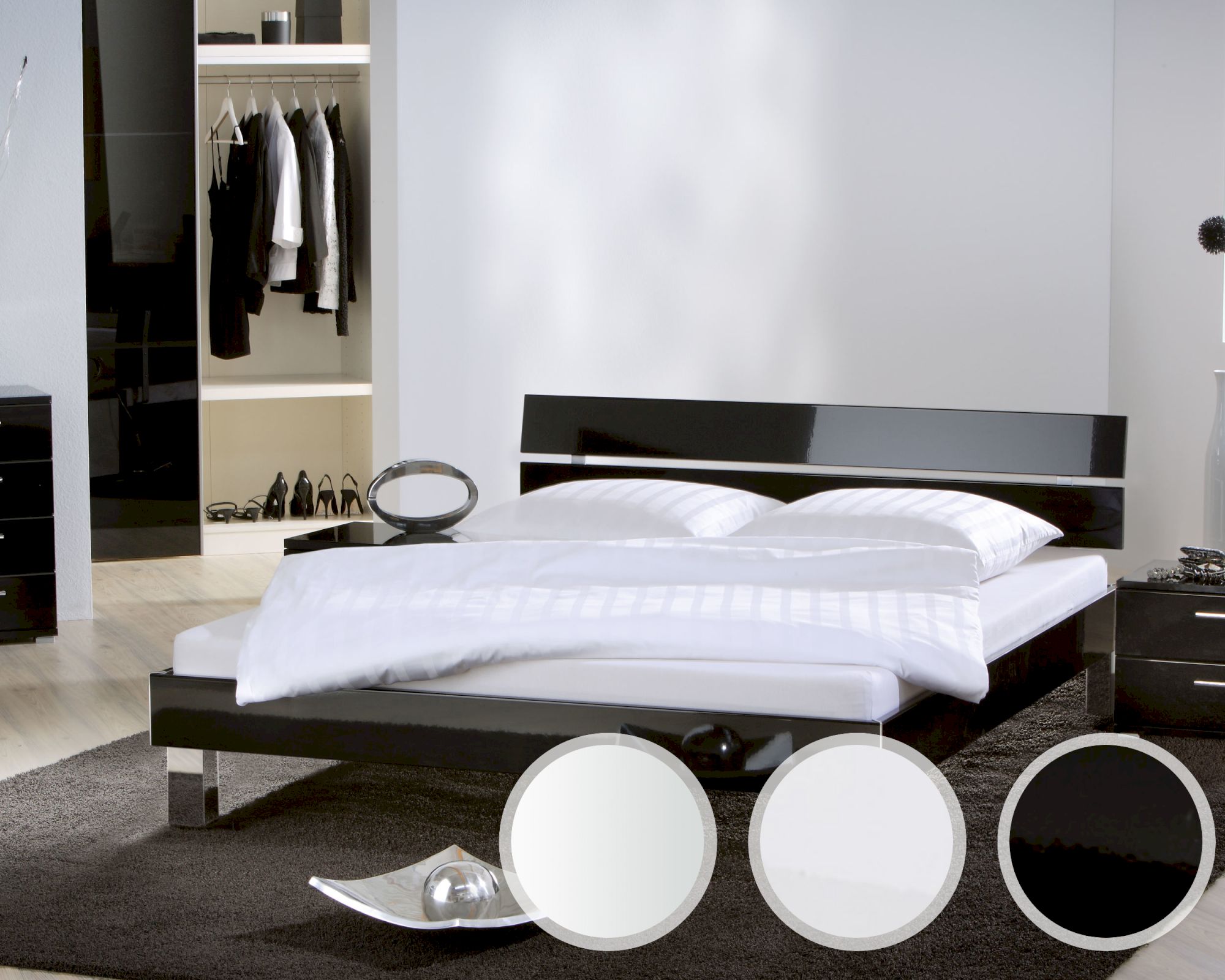 Hasena Movie-Line Bett Gloss Mico/Nuo 180x200 cm Hochglanz Weiss