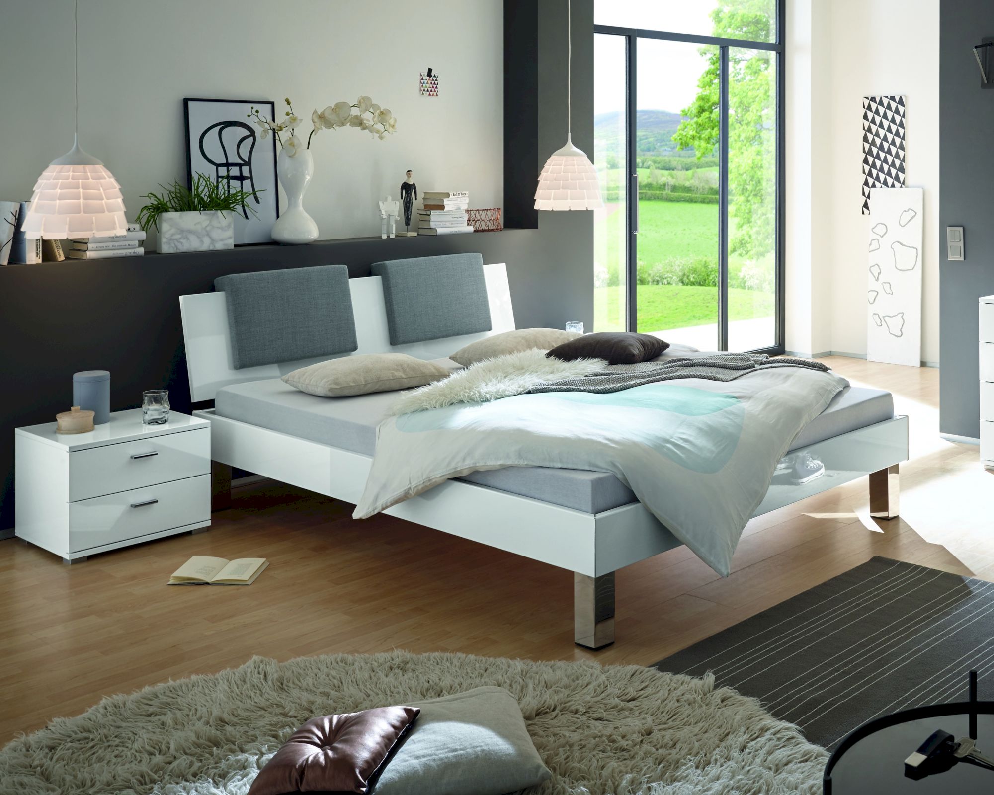 Hasena Movie-Line Bett Gloss Orva/Mico 120x200 cm / Hochglanz weiss