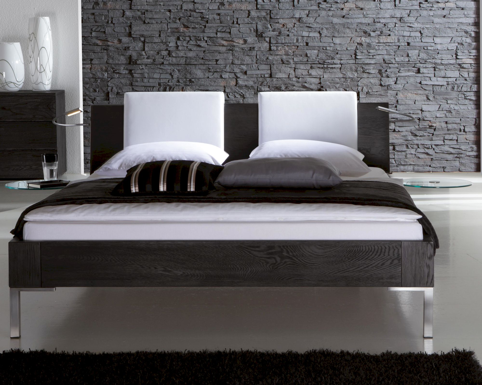 Hasena Oak-Line Massivholzbett Sina/Varus 180x200 cm Eiche graphit 20 cm