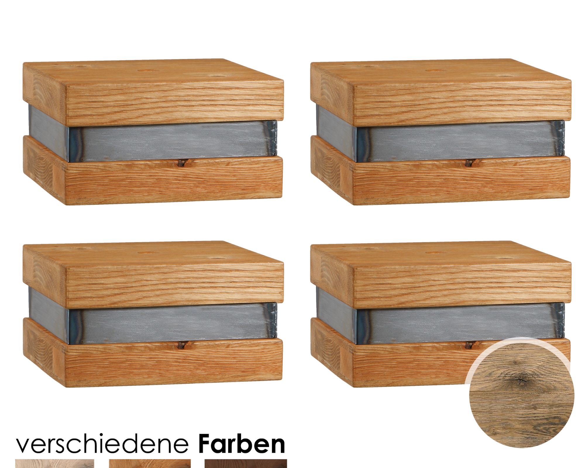 Hasena Oak-Line Wild Füsse Onito Wildeiche 4er-Set / 10 cm / Wildeiche coffee, gebürstet, geölt