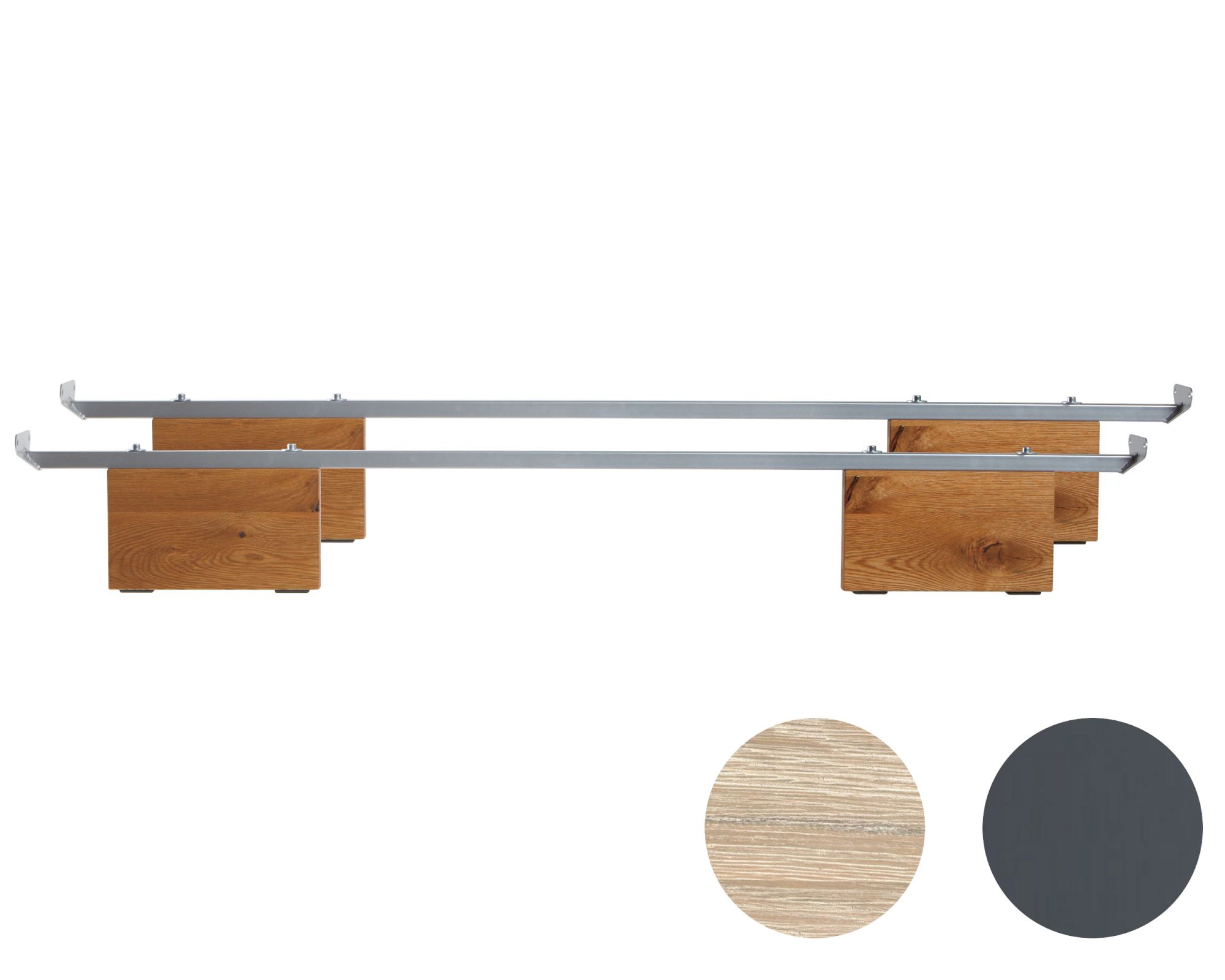 Hasena Oak-Line Wild Füsse Vilo Wildeiche 2er-Set / 20 cm / 90 cm / Buche schoko, lackiert