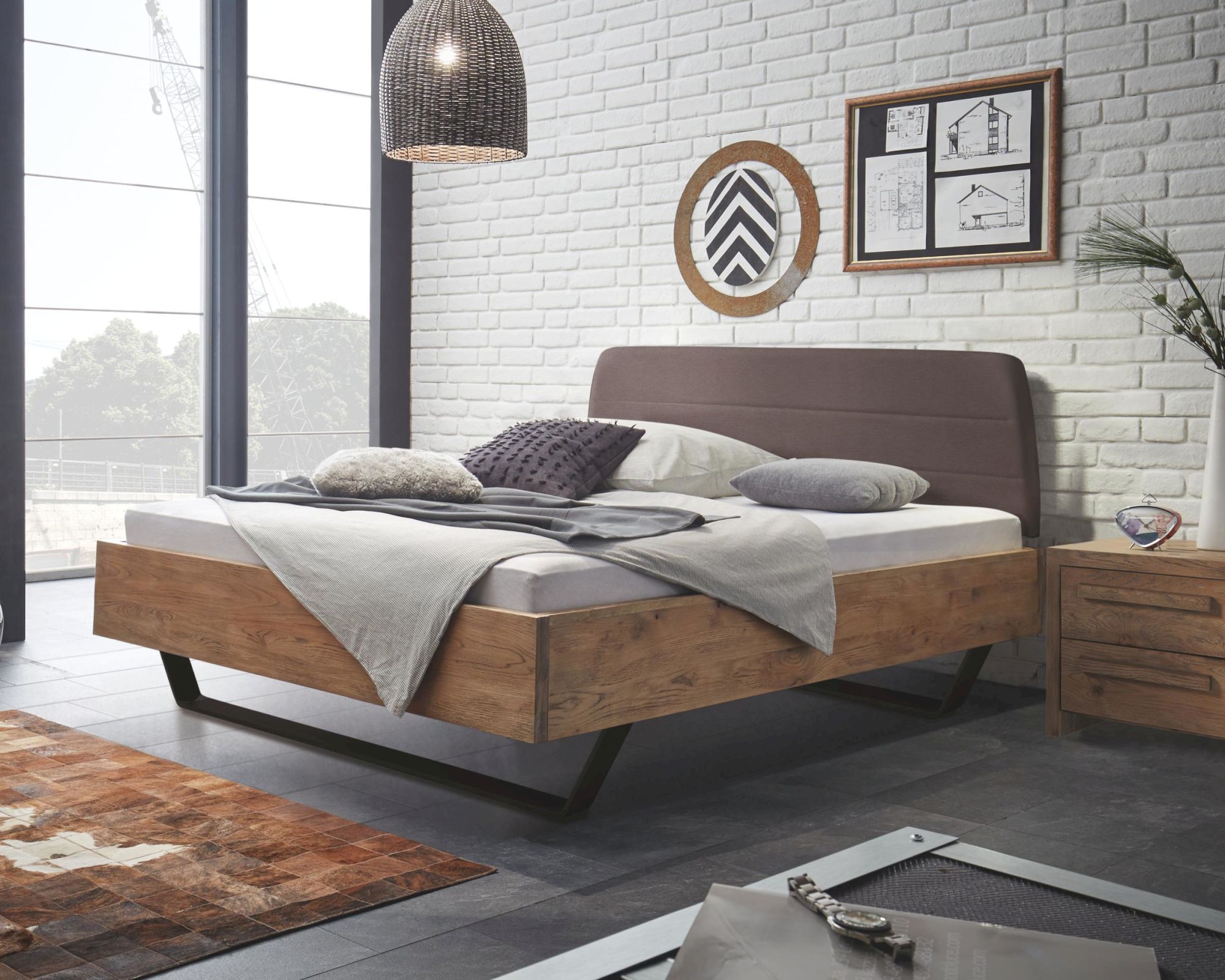 Hasena Oak-Vintage Massivholzbett Slid/Mona 140x200 cm / Wildeiche vintage natur, geölt