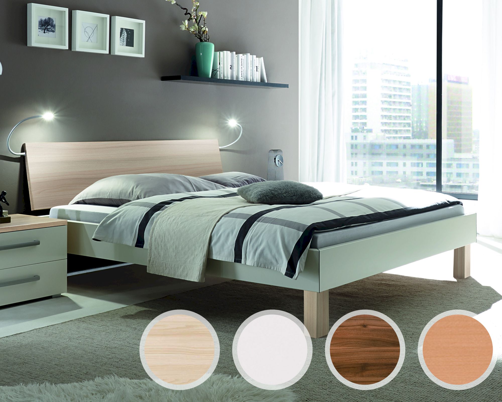 Hasena Top-Line Bett Advance Cantu/Orva 160x200 cm / Buche weiss lasiert, lackiert