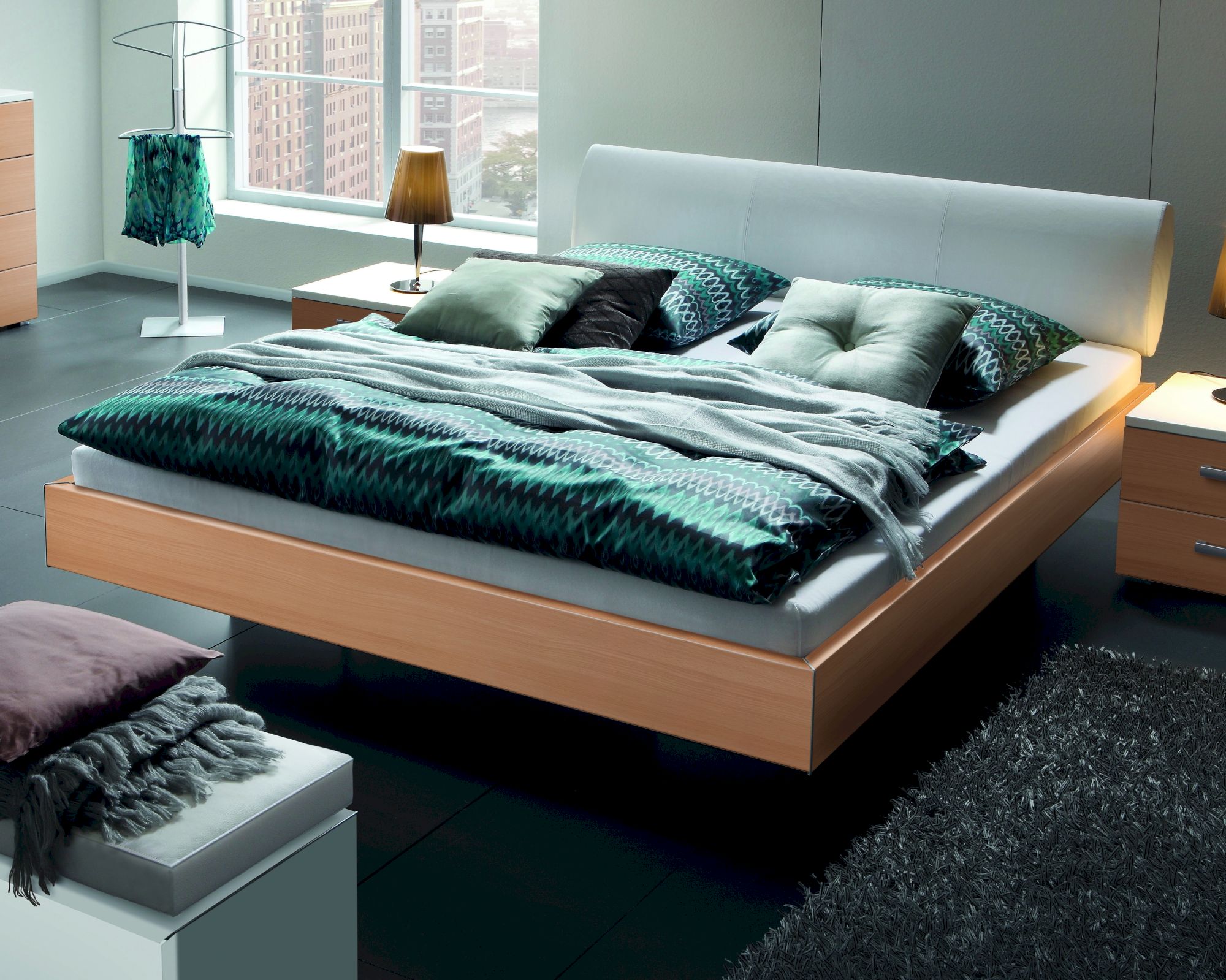 Hasena Top-Line Bett Advance Elipsa/Vilo 160x200 cm / Buche walnuss, geölt