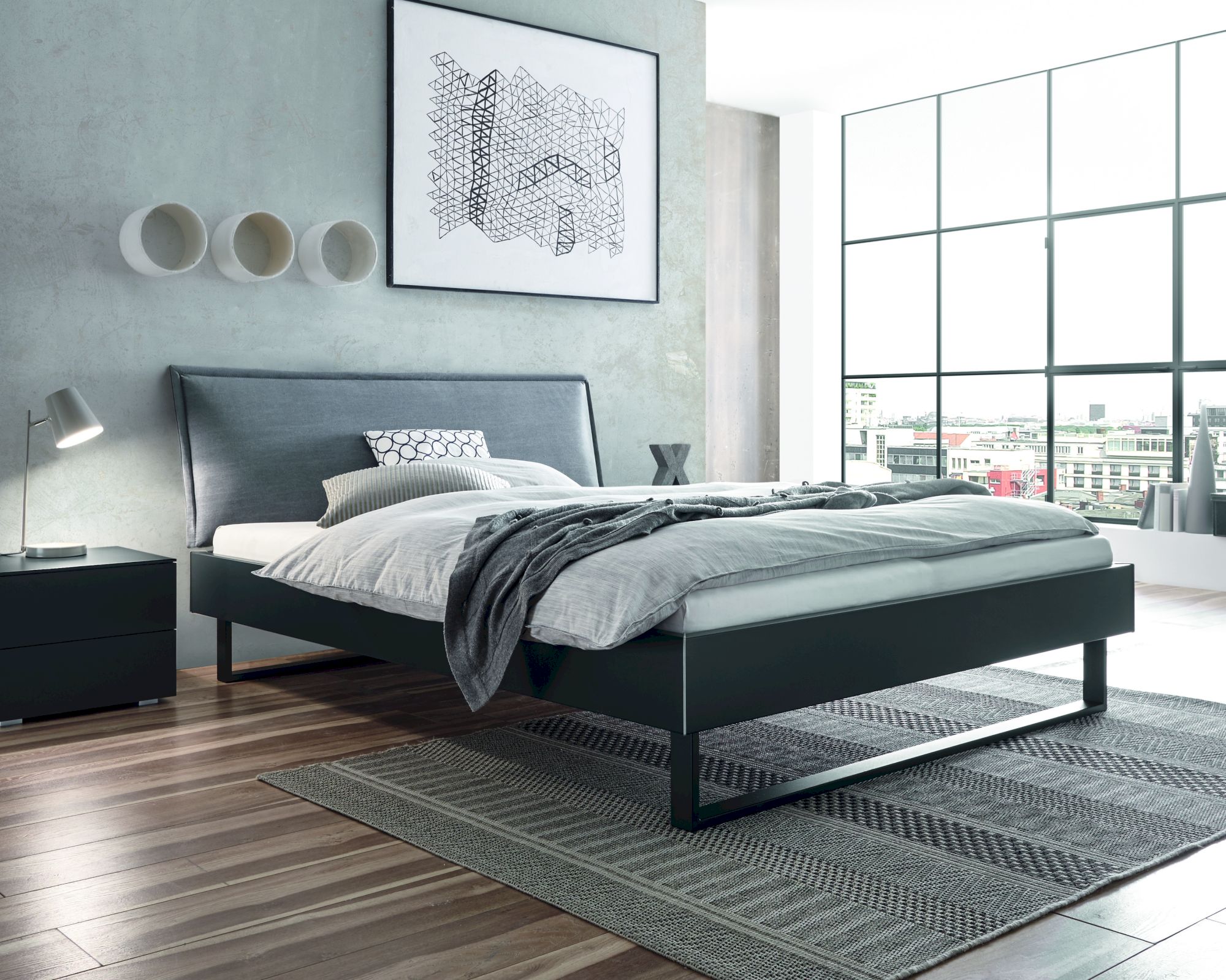 Hasena Top-Line Bett Advance Indus/Cussina 200x200 cm / Anthrazit