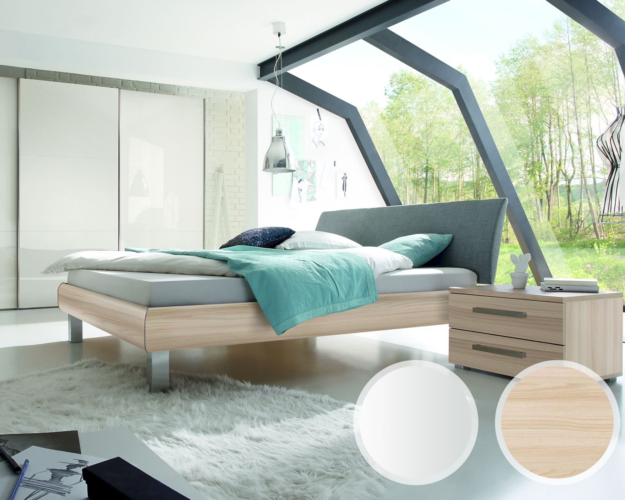 Hasena Top-Line Bett Prestige Mico/Lecco 180x200 cm / Esche hell Nachbildung