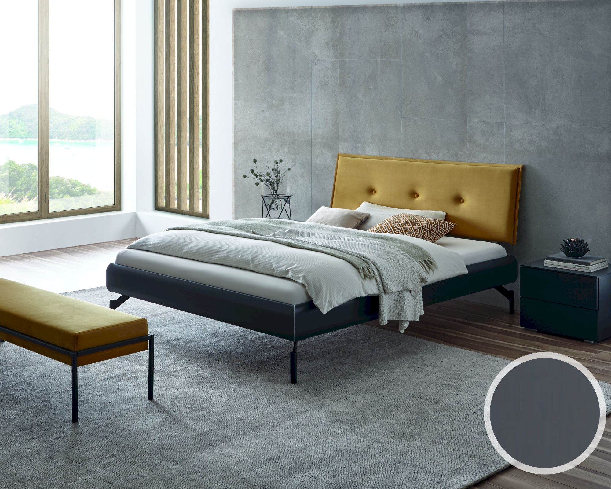 Hasena Top-Line Bett Prestige Tondo/Talma 180x200 cm / Anthrazit
