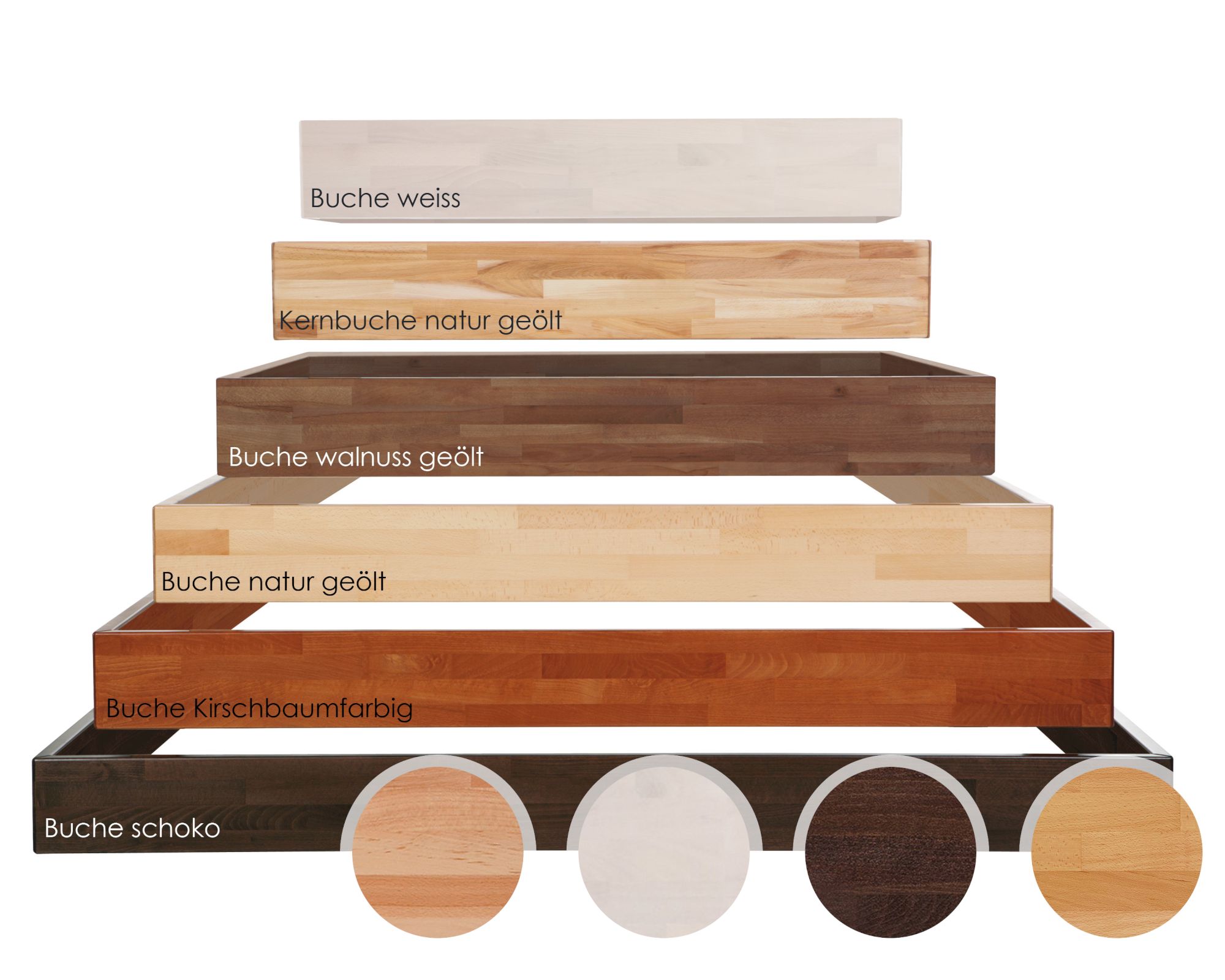Hasena Wood-Line Massivholz Premium 18 Bettrahmen 180x210 cm / Kernbuche natur, geölt