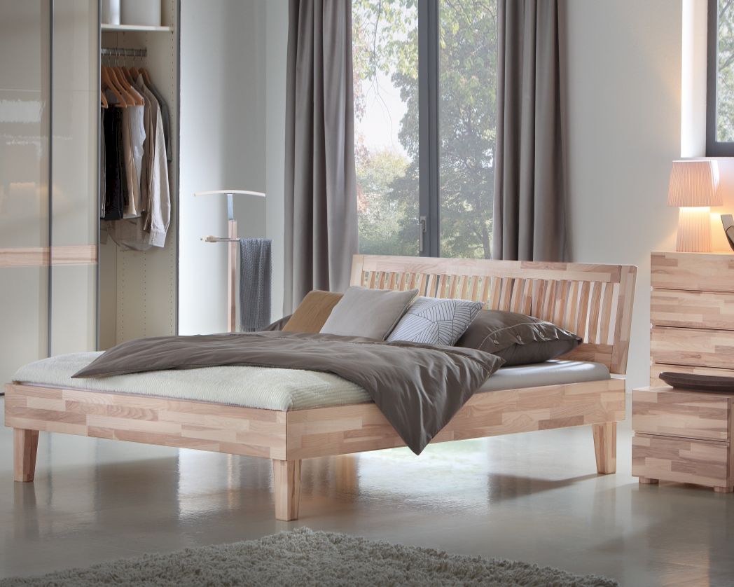 Hasena Wood-Line Massivholzbett Juve/Stecca 200x200 cm Buche kirschbaum 25 cm