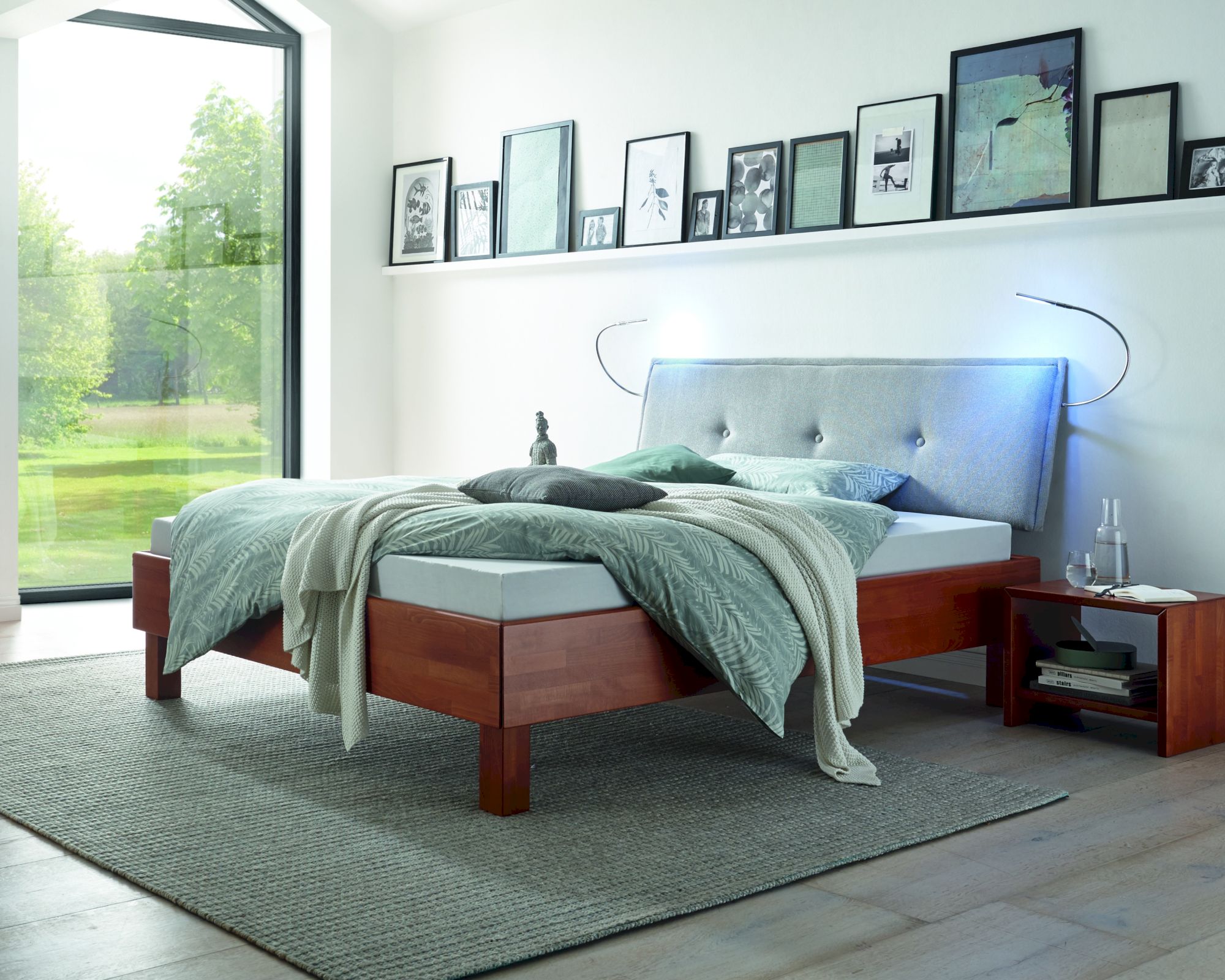 Hasena Wood-Line Massivholzbett Premium Cantu/Talma 180x200 cm / Buche kirschbaumfarbig, lackiert