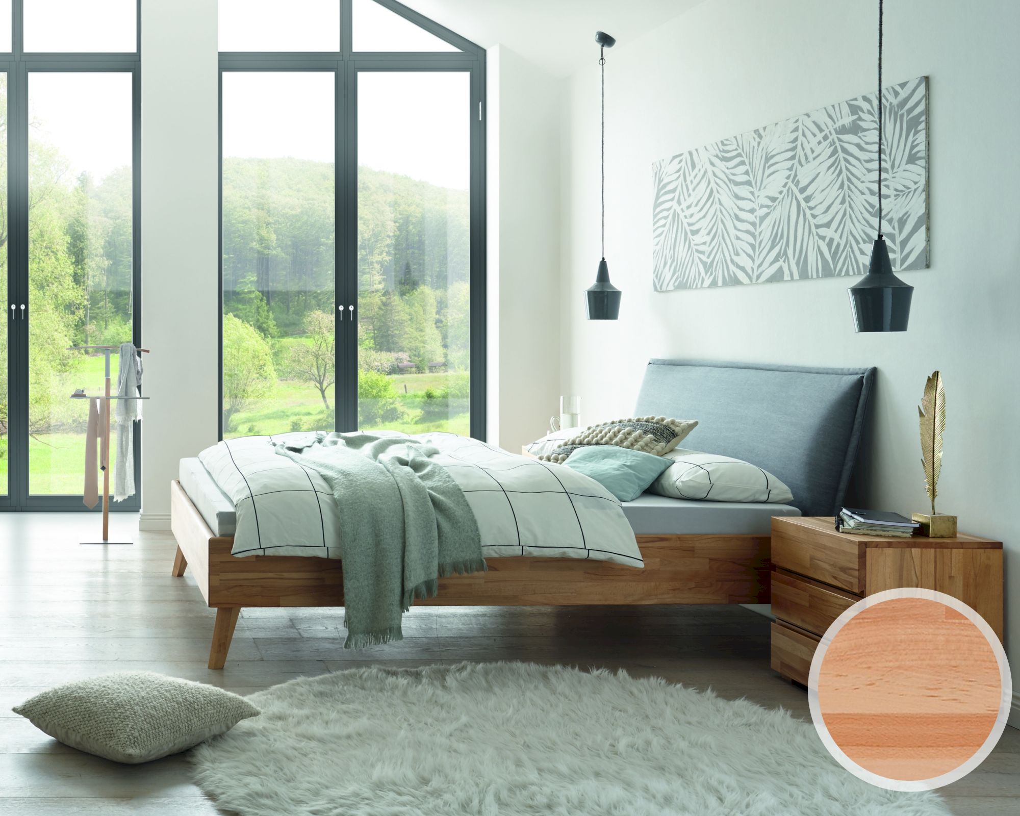 Hasena Wood-Line Massivholzbett Premium Leno/Cussina 200x200 cm / Kernbuche natur, geölt