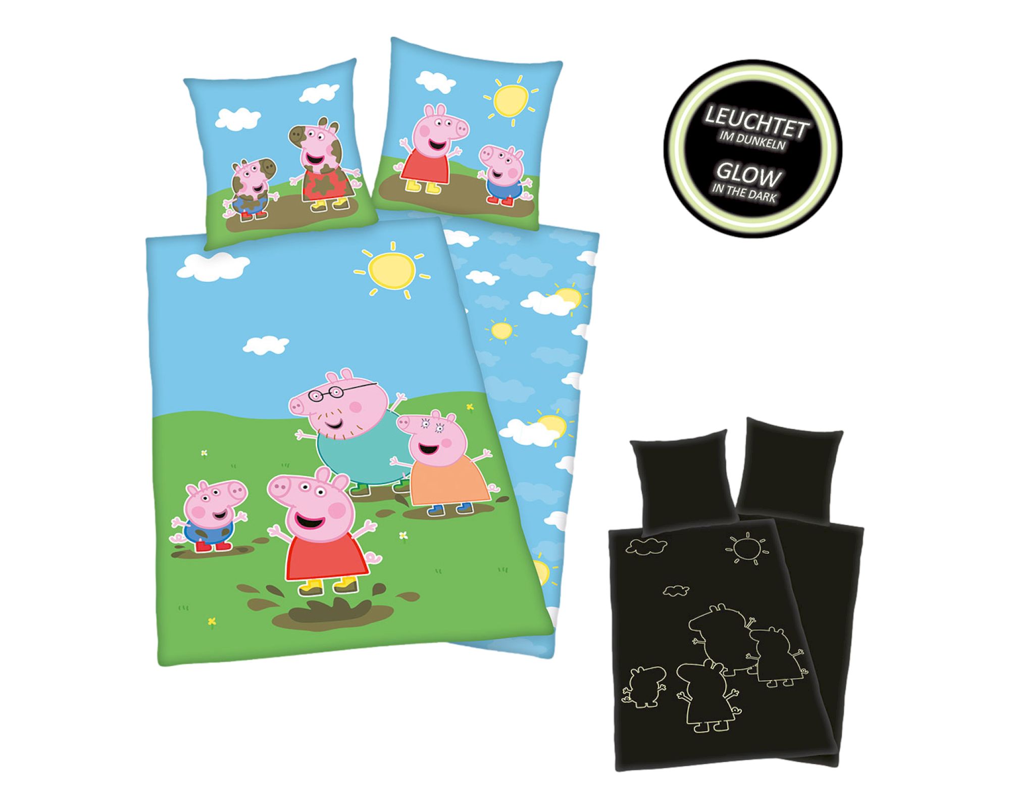 Herding »Peppa Pig Glow in the dark« Bettwäsche 135x200 / 80x80 cm