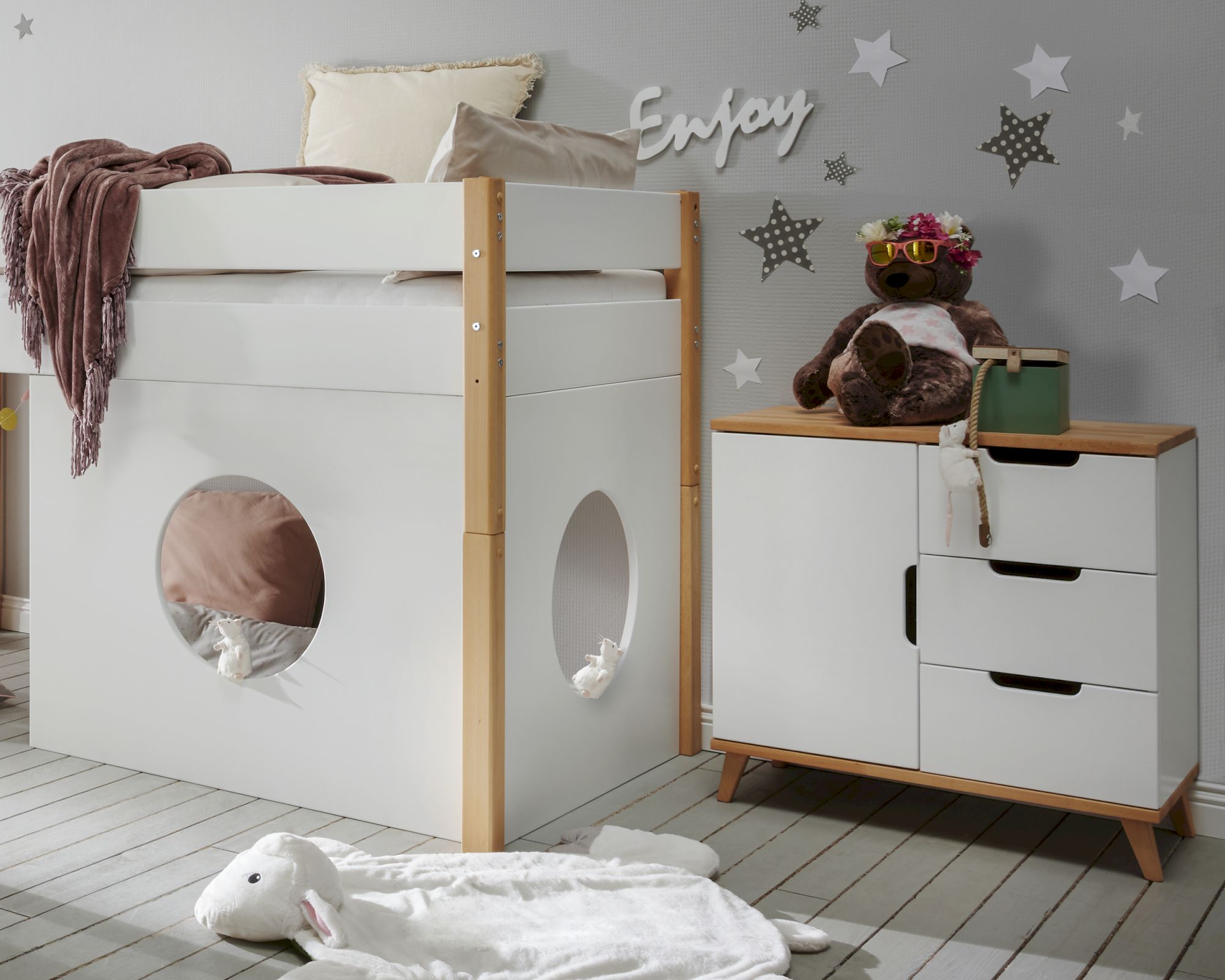 INFANSKIDS »Infanscolor« Kinderzimmer Kommode I weiß weiß-Buche