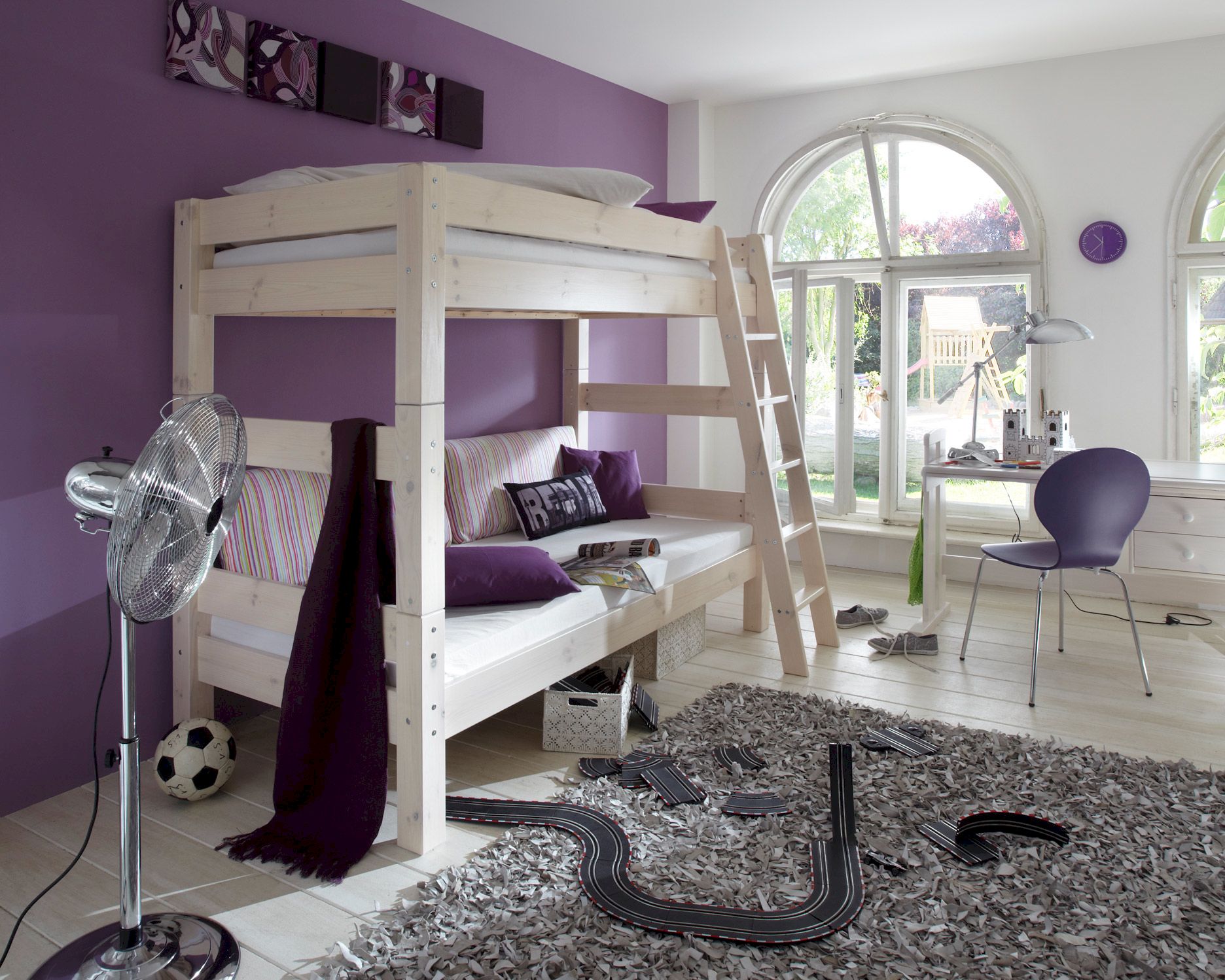 INFANSKIDS »Toby« Kinderzimmer Etagenbett Bio-Buche natur lackiert / 90x200 cm