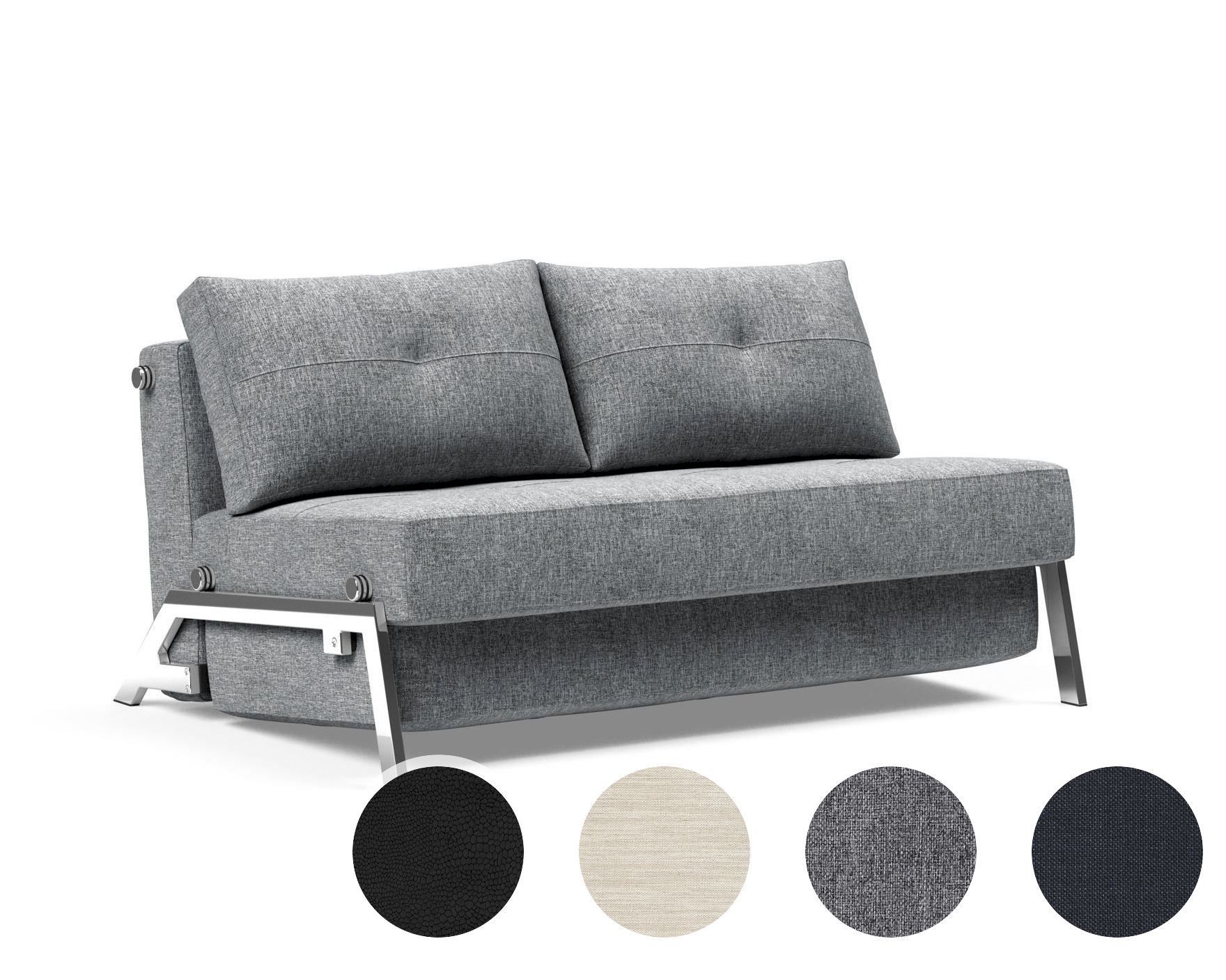 Innovation »Cubed 02« Klappsofa 165 cm / Bezug 550 Fanual Black / Chrom Beine