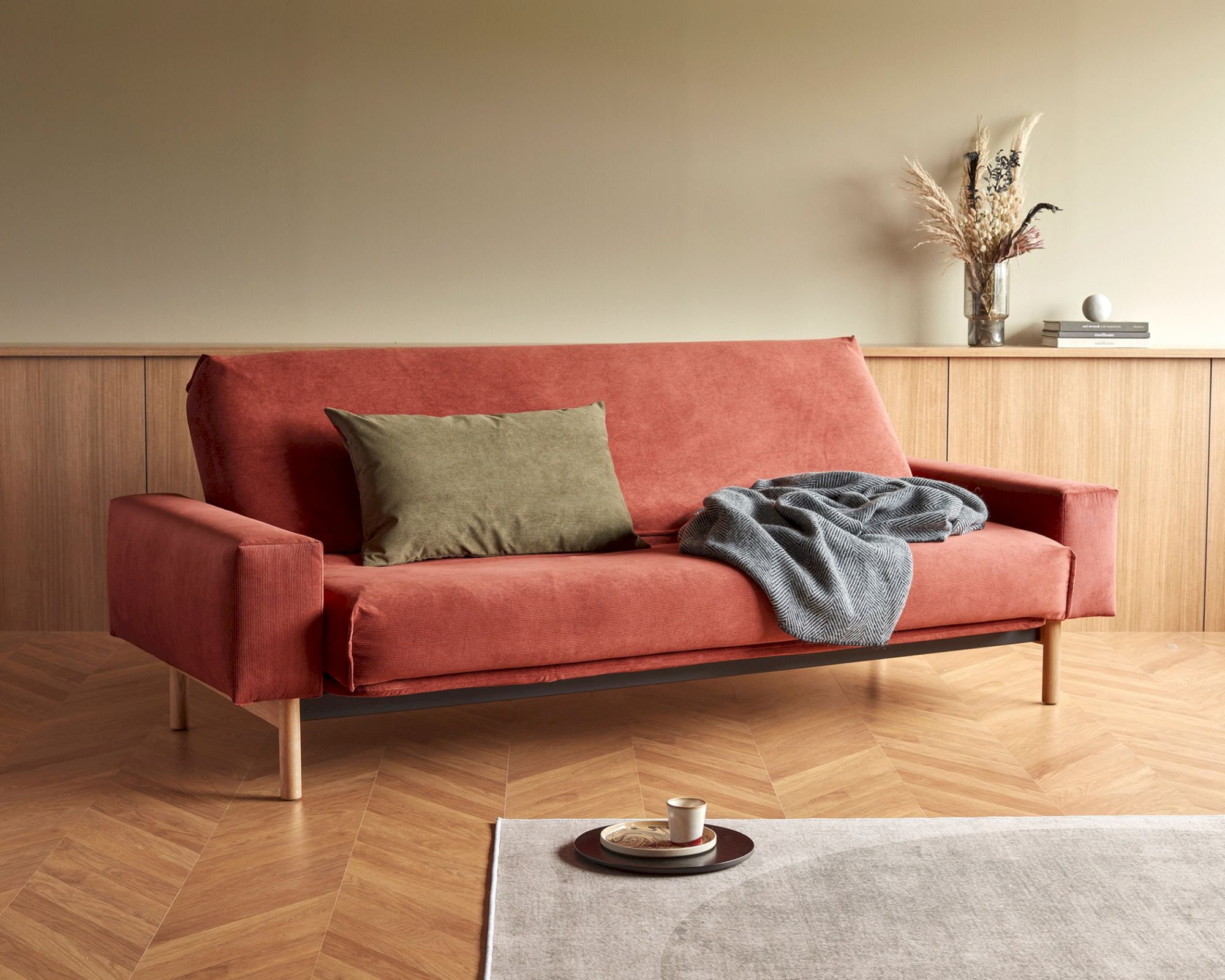 Innovation Mimer Multifunktionales Klappsofa 140x200 cm / 527 Natur / Spring / mit Bezug