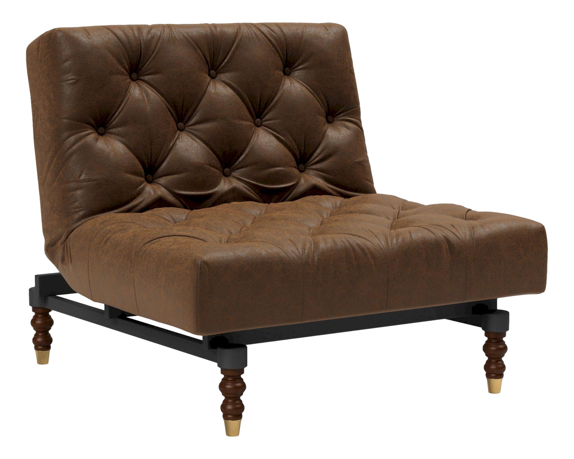 Innovation »Oldschool« Stuhl Retro Dunkel-Holz/Schwarz / 461 Kunstleder Brown Vintage