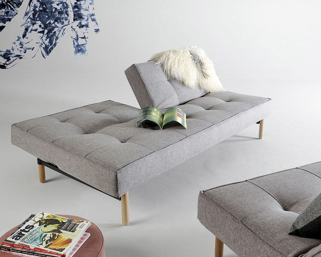 Innovation »Splitback« Klappsofa Styletto Dunkles Holz/Matt / 521 Mixed Dance Grau