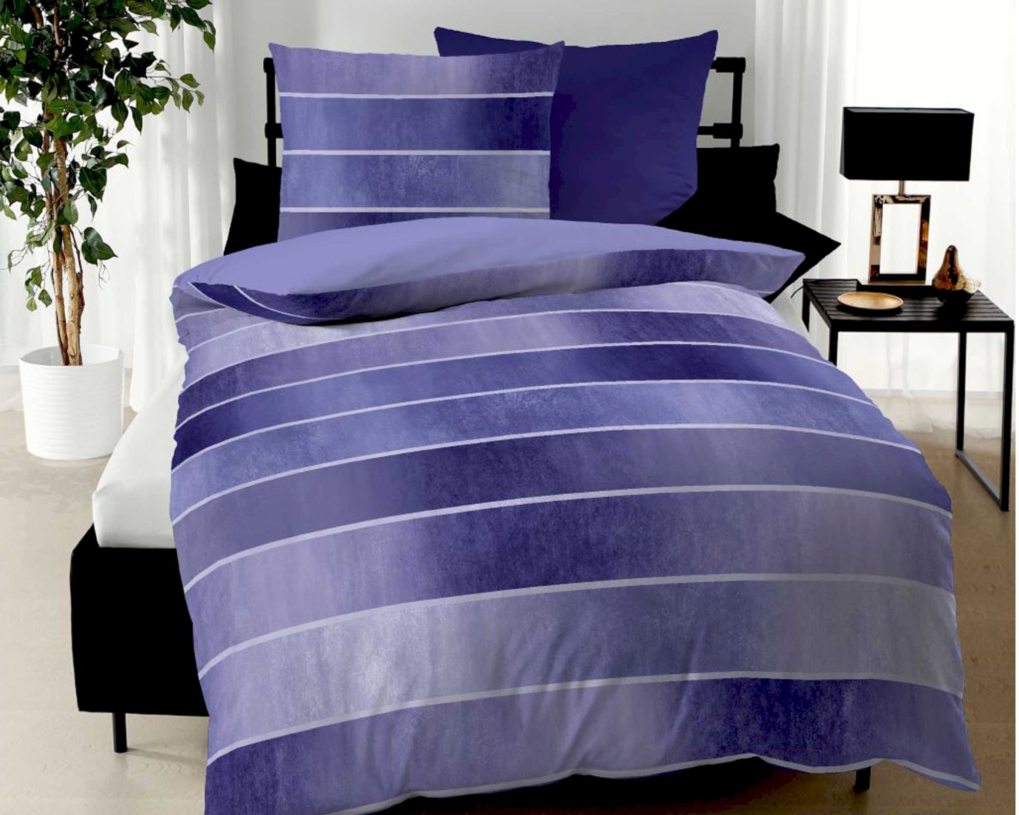 Kaeppel Mako-Satin Bettwäsche »Mapping« 255/65 violett 155x220 cm / 80x80 cm
