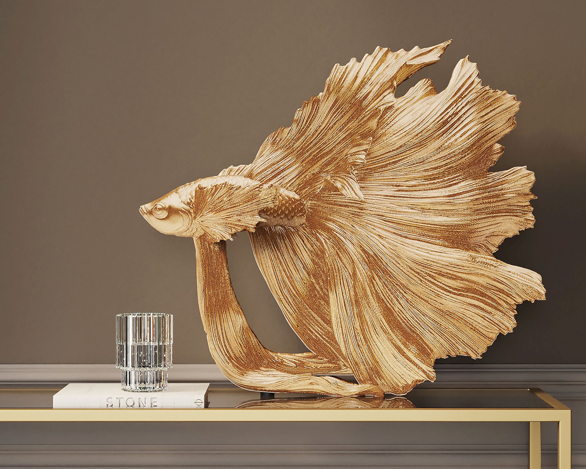 Kare Design »Betta Fish« Deko Objekt Gold 37x34x14 cm
