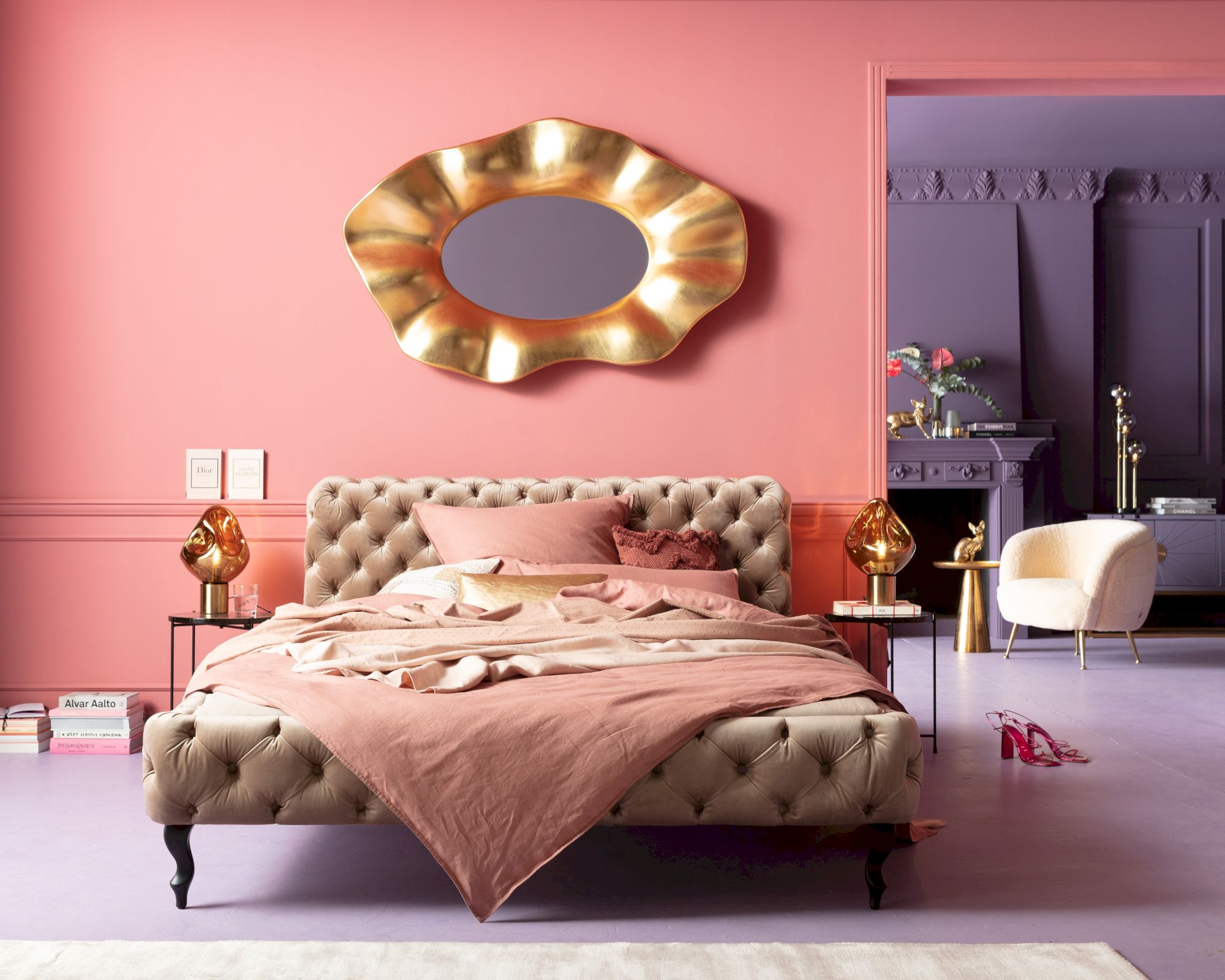 Kare Design »Desire« Velvet Bett Ecru 160x200 cm
