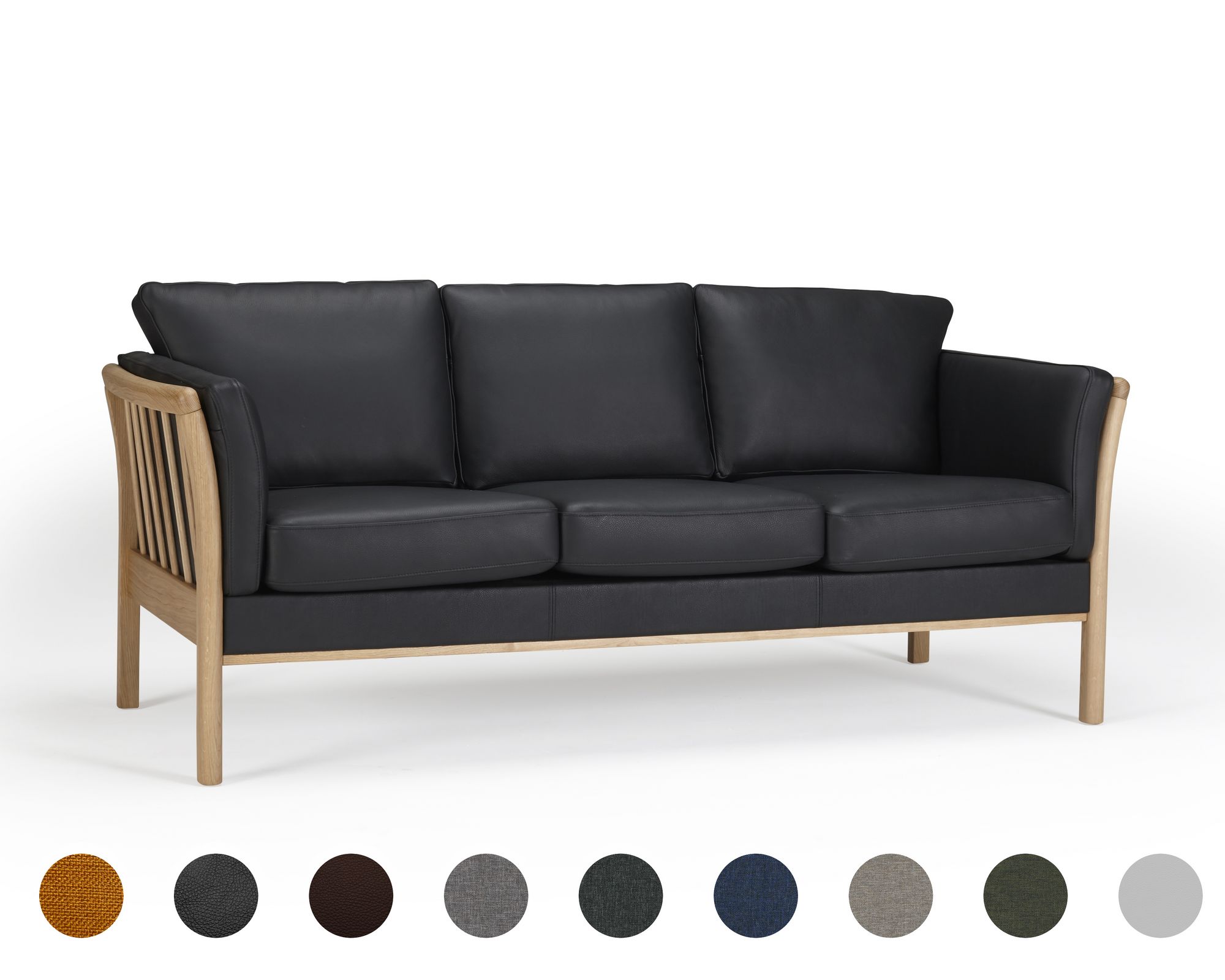 Kragelund »Aya« Couch 197x82x80 cm / 3 Sitzer / Stoff 242 Grün