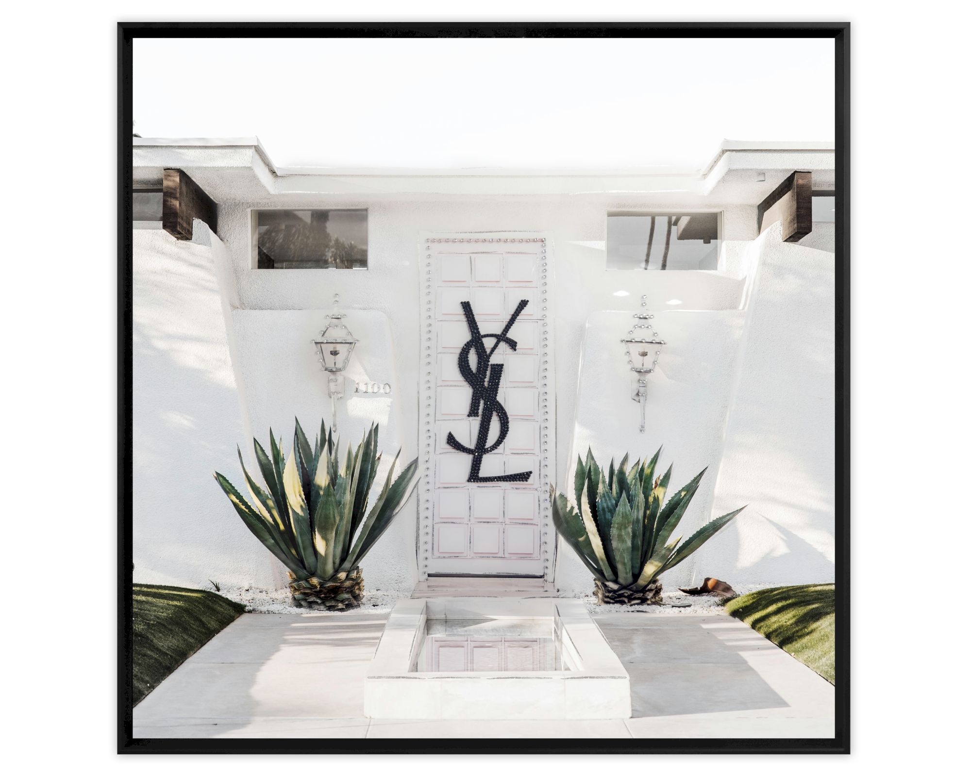 La Casa »Entrance door with Lable« Wandbild mit Strassapplikationen 80x80 cm Rahmen schwarz