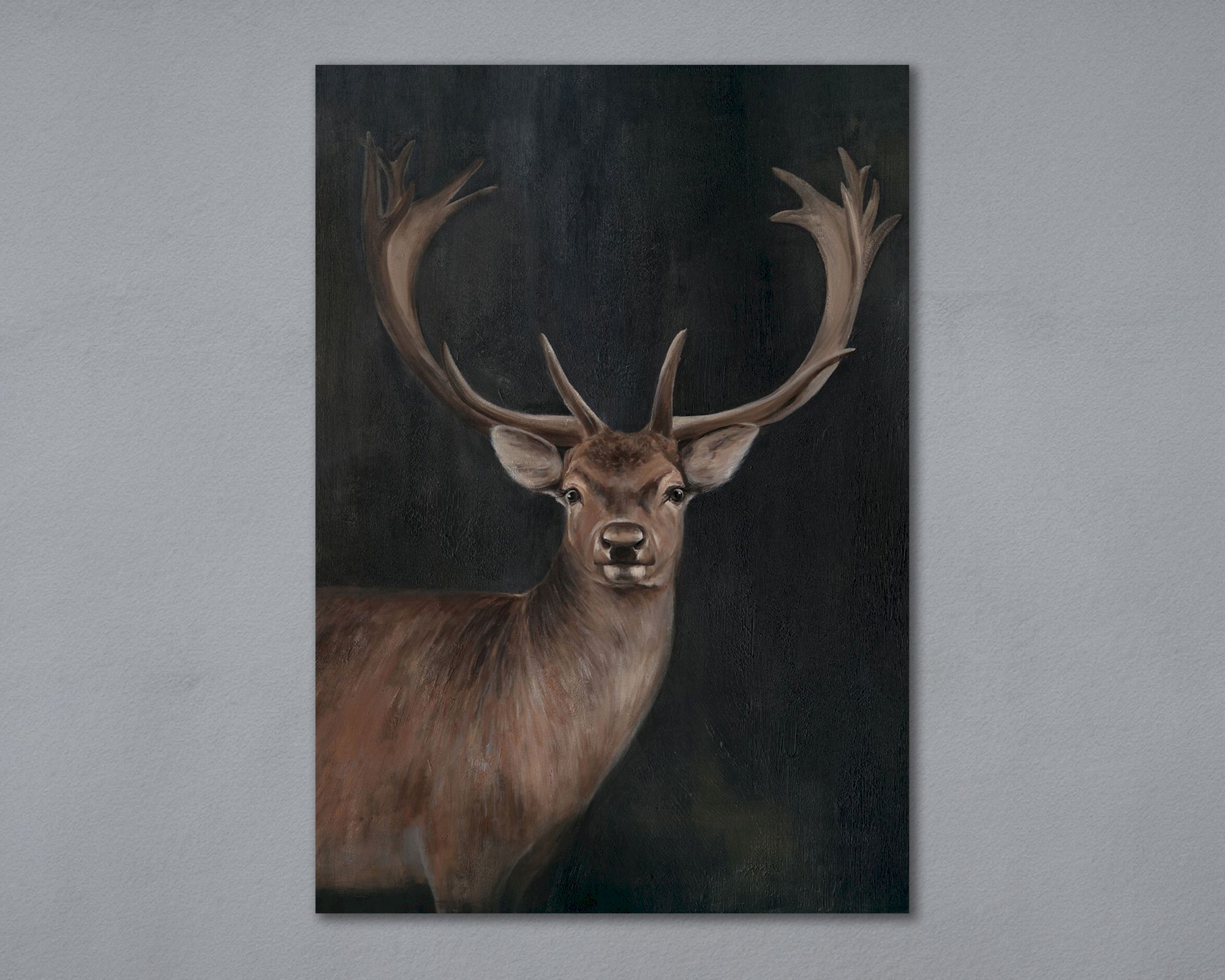 La Casa »Hirsch mit dunklem Hintergrund« Ölbild handbemalt 70x100 cm auf Leinwand