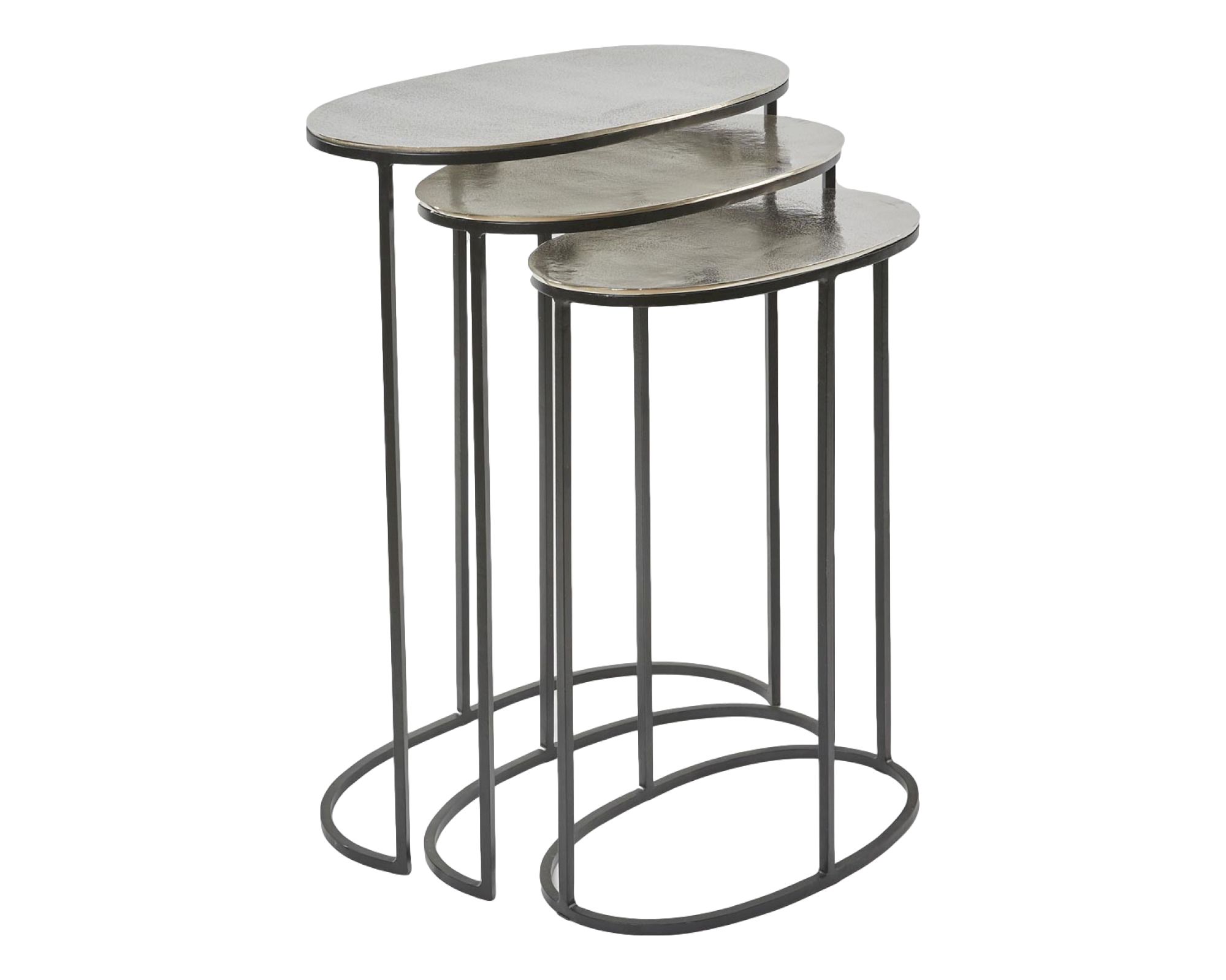 La Casa »Kelly« Beistelltisch 3-tlg. oval Nickel
