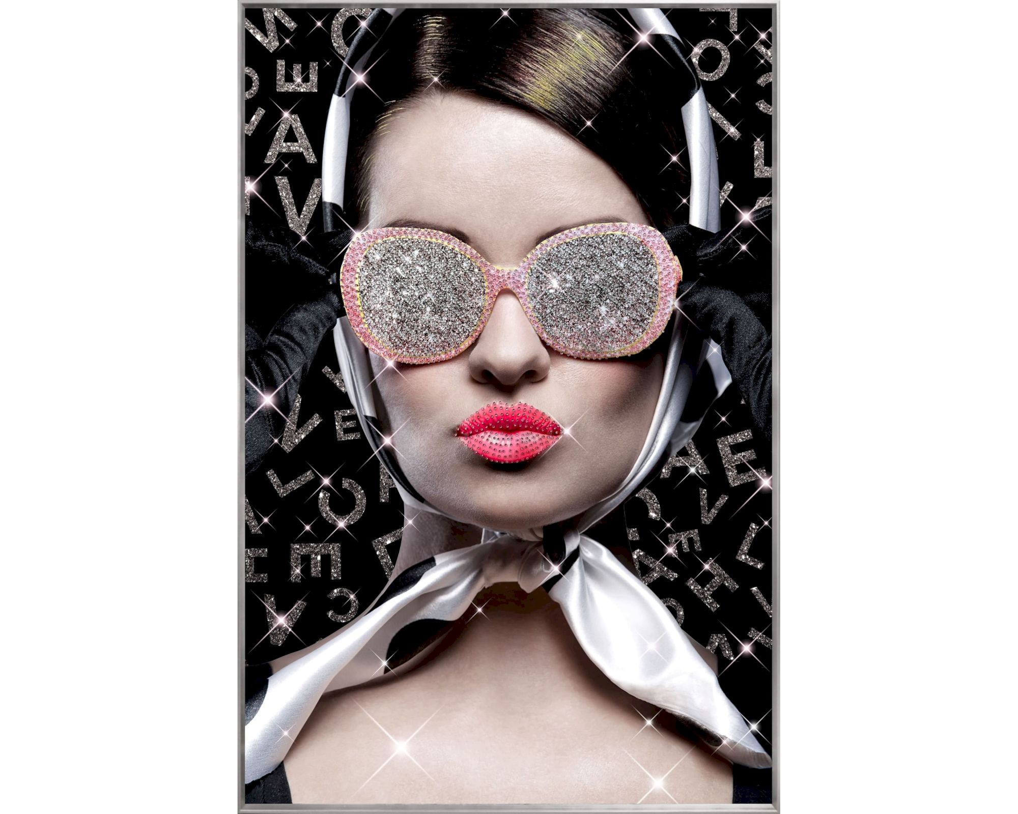 La Casa »Lady with glasses« Wandbild 80x120 cm Rahmen silber
