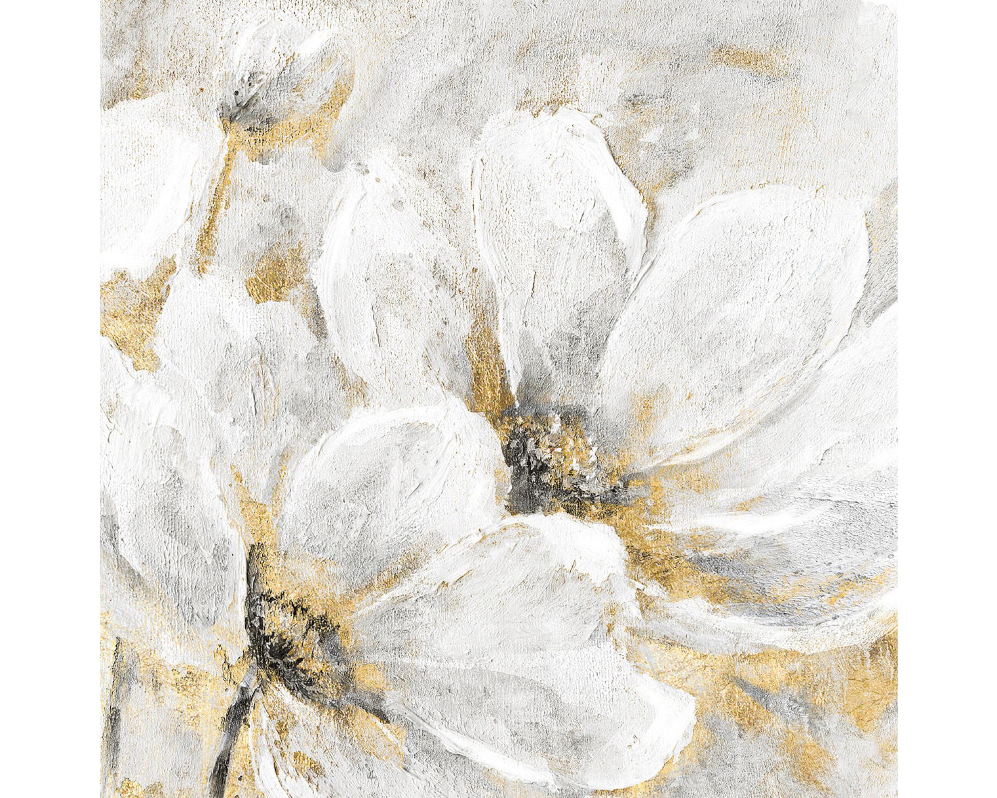 La Casa »weiße Blumen« Ölbild handbemalt auf Leinwand