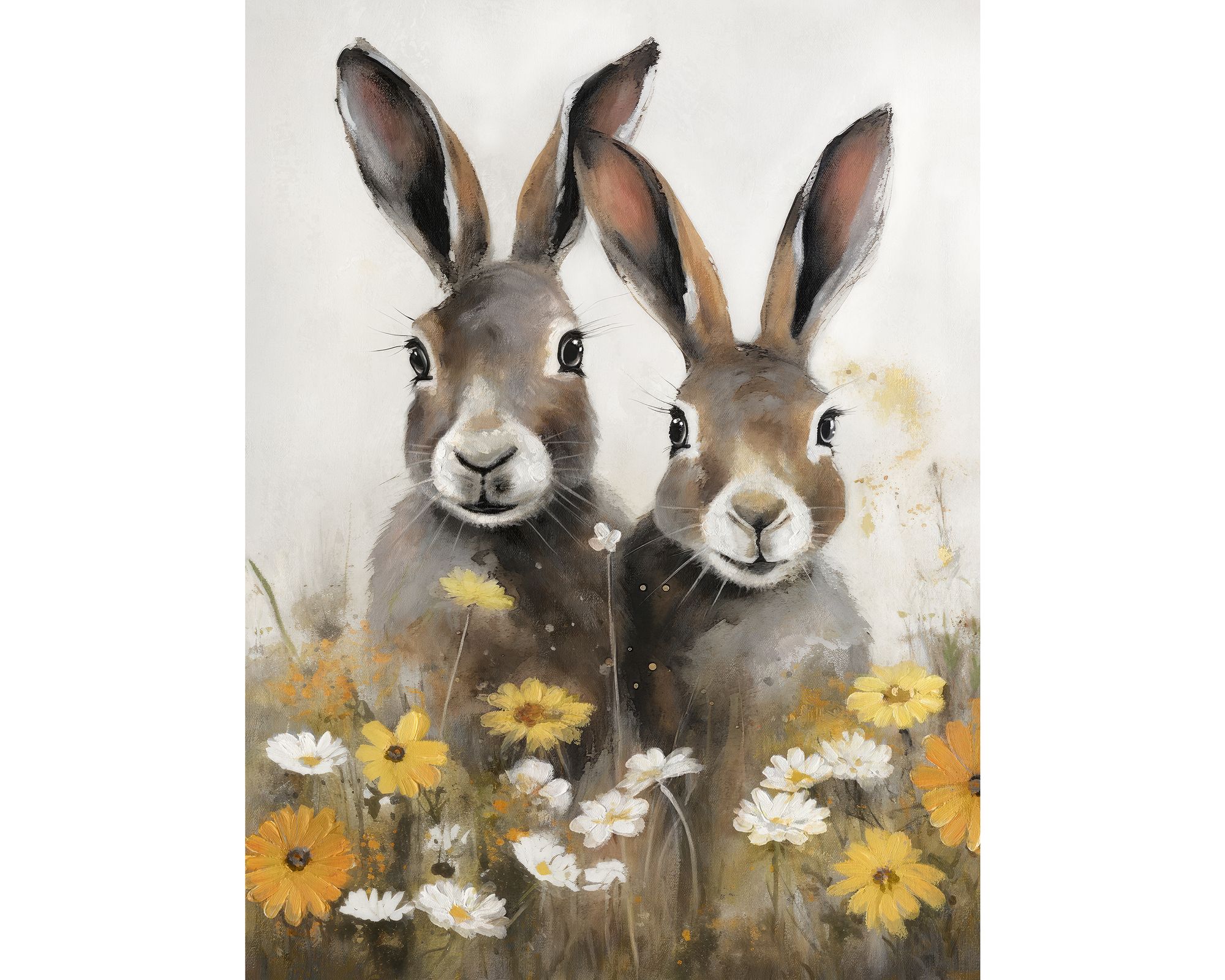 La Casa »zwei Hasen in Blumenwiese« Wandbild 60x80 cm gerahmt