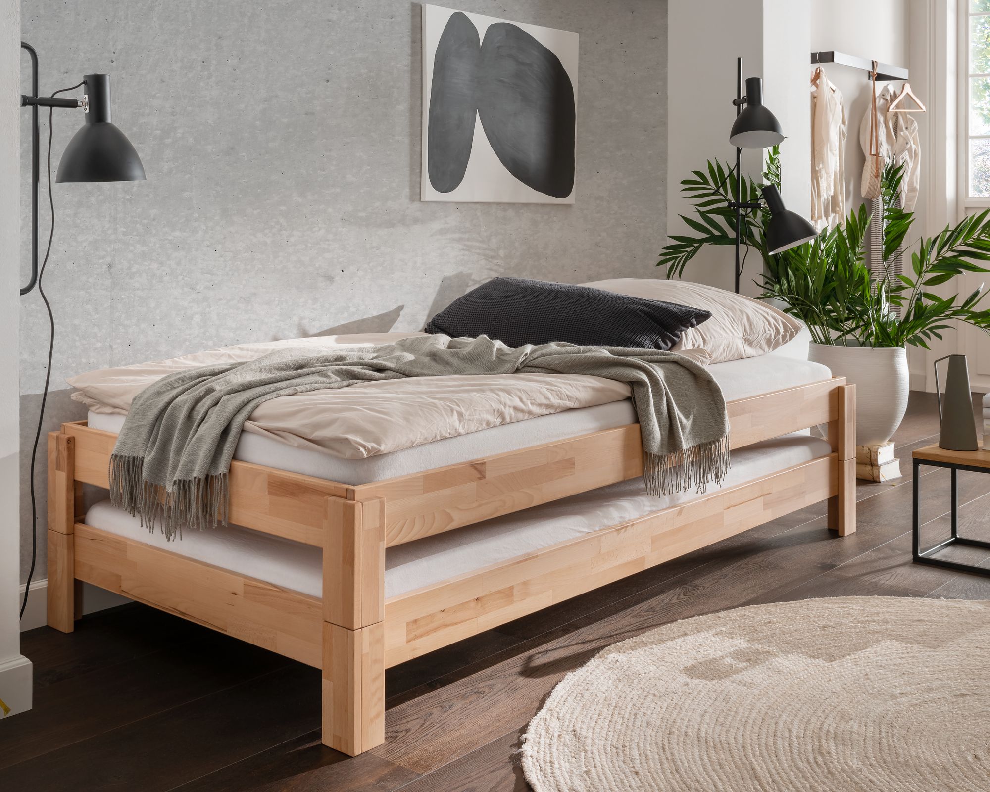 MassivHolz Stapelbett »Denver II« Buche • Platz sparen!