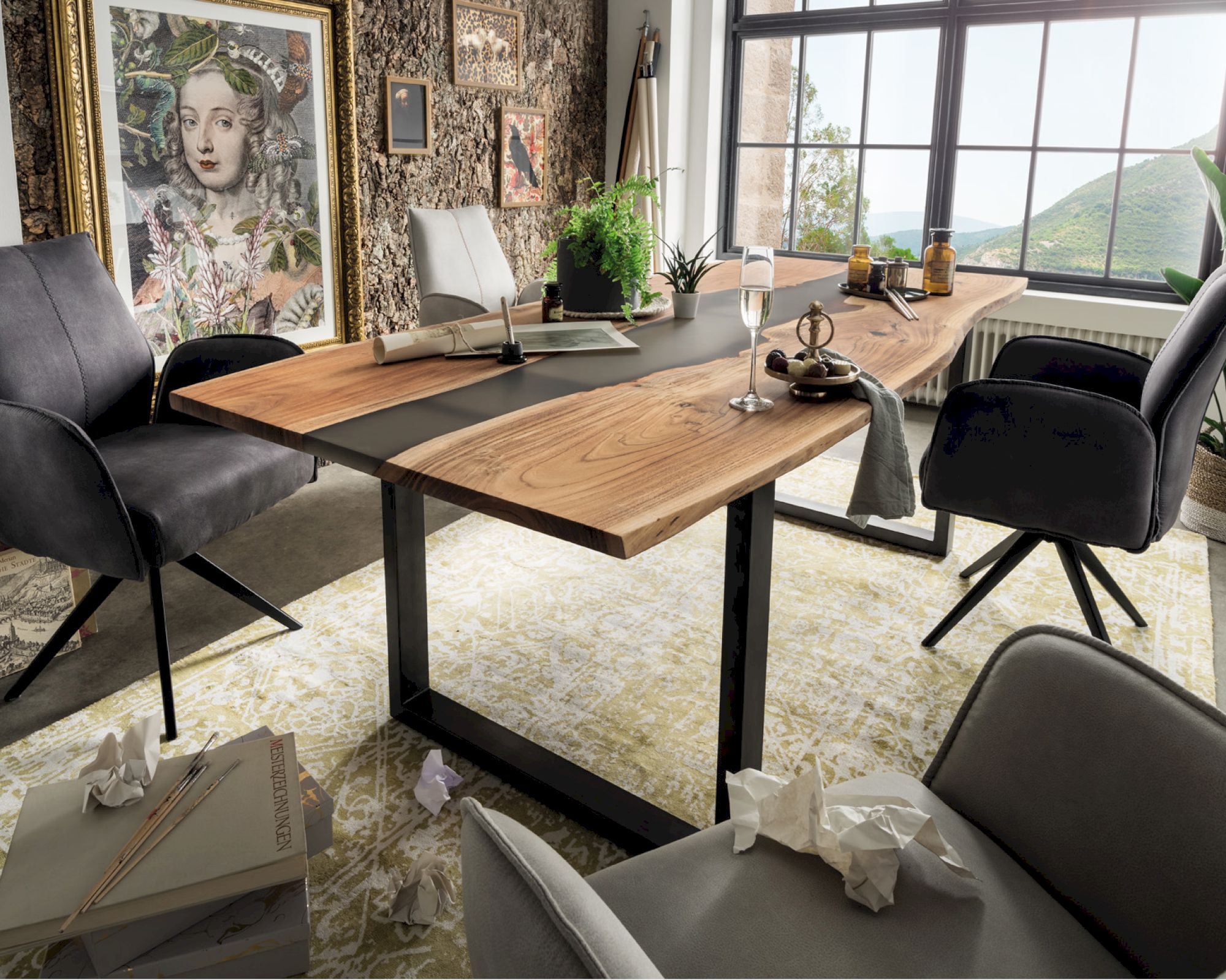 MassivHolz »Riwa« Epoxidharz Akazien-Esstisch 200x100 cm / Epoxidharz