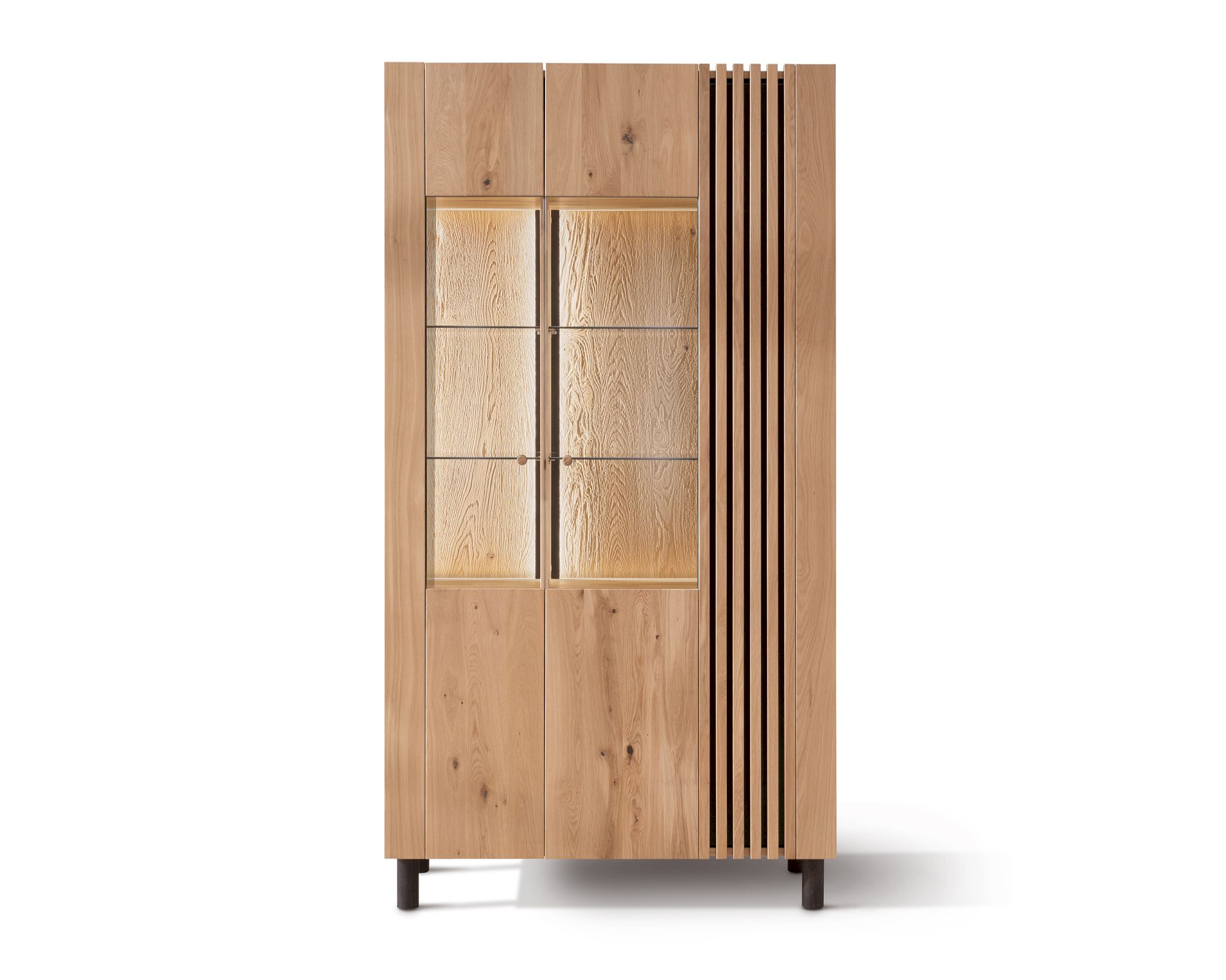 Massivholz »Ascona« Doppelvitrine I Holzfüße