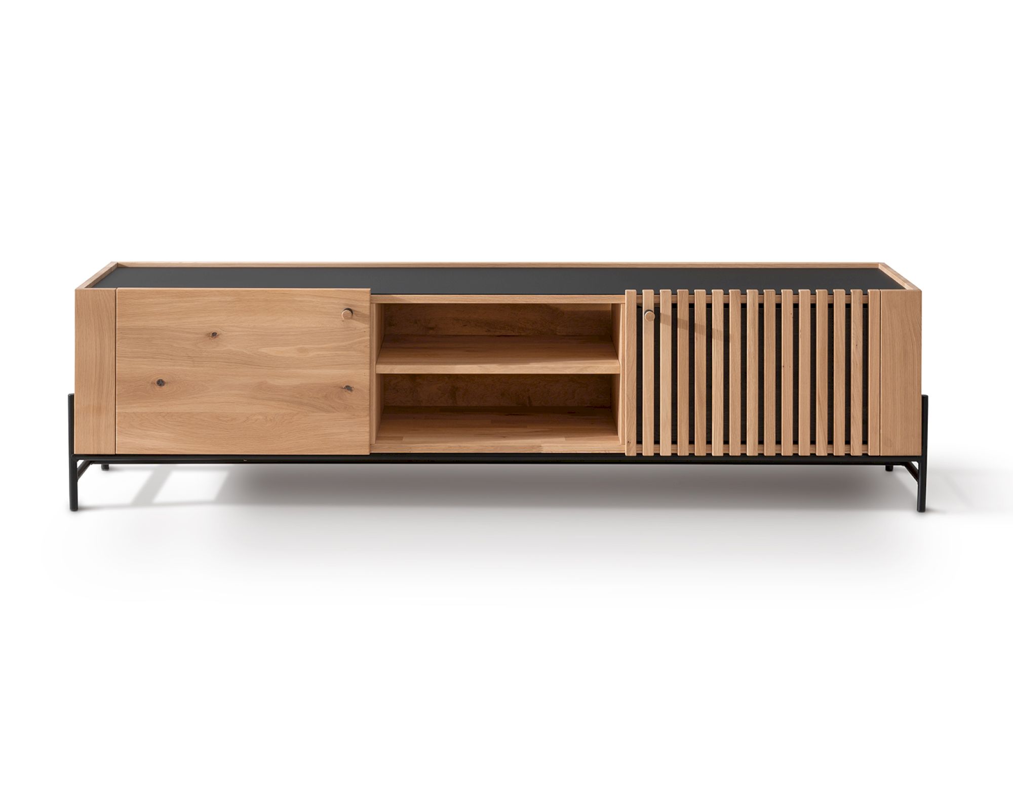 Massivholz »Ascona« Lowboard ohne Anthrazitglas / Holzfüße