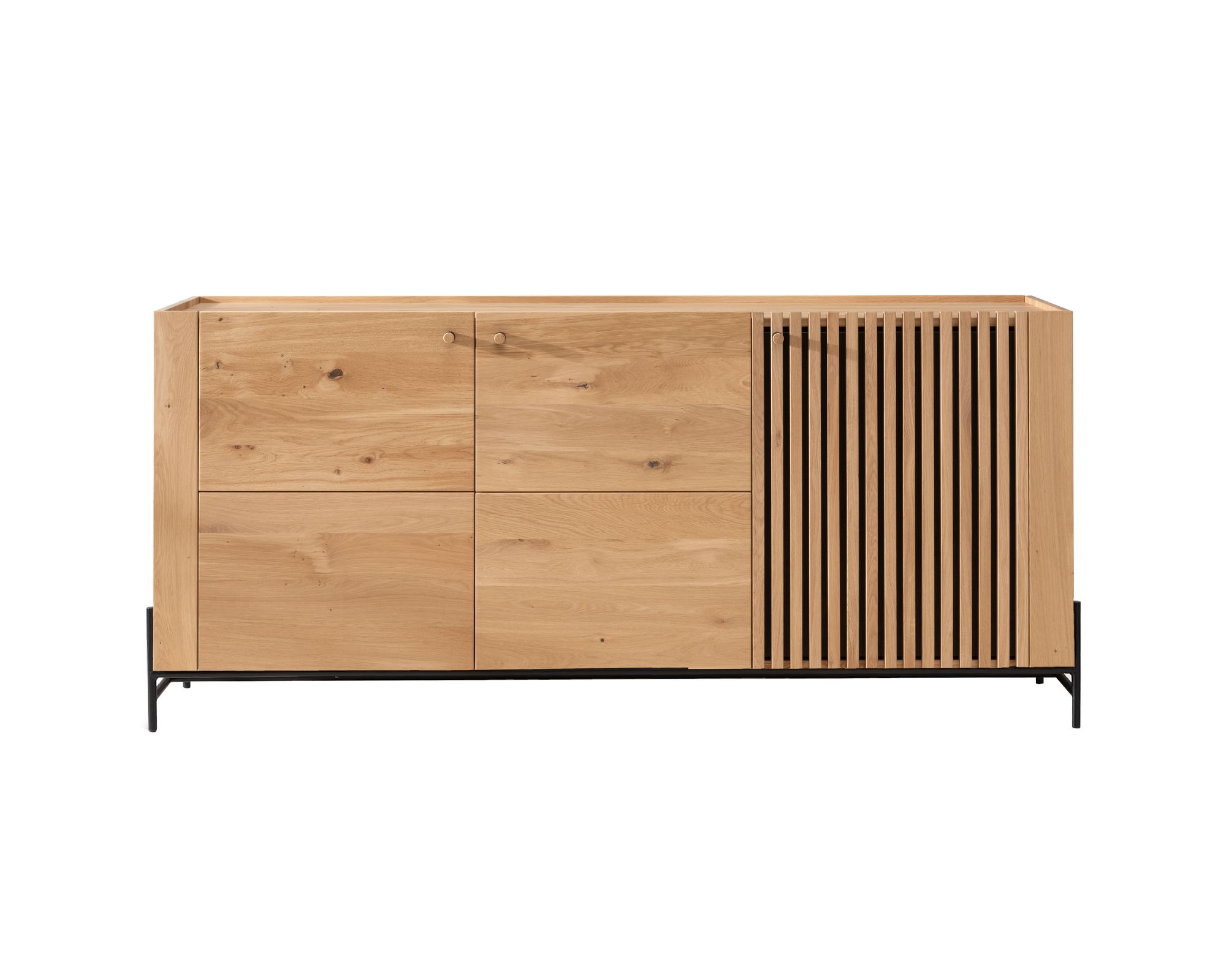 Massivholz »Ascona« Sideboard IV 200x89x45 cm / mit Inlay Anthrazitglas
