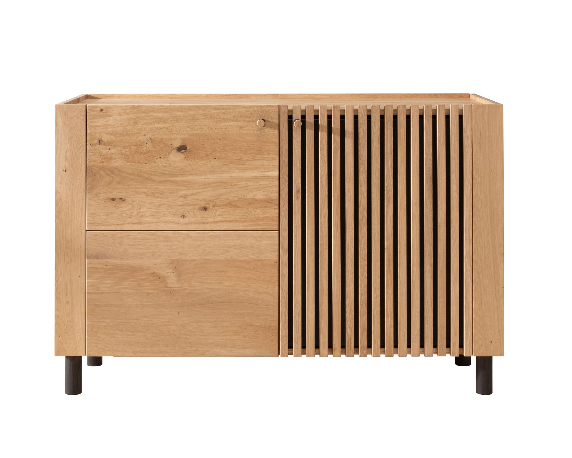Massivholz »Ascona« Sideboard I 140x89x45 cm / mit Inlay Anthrazitglas