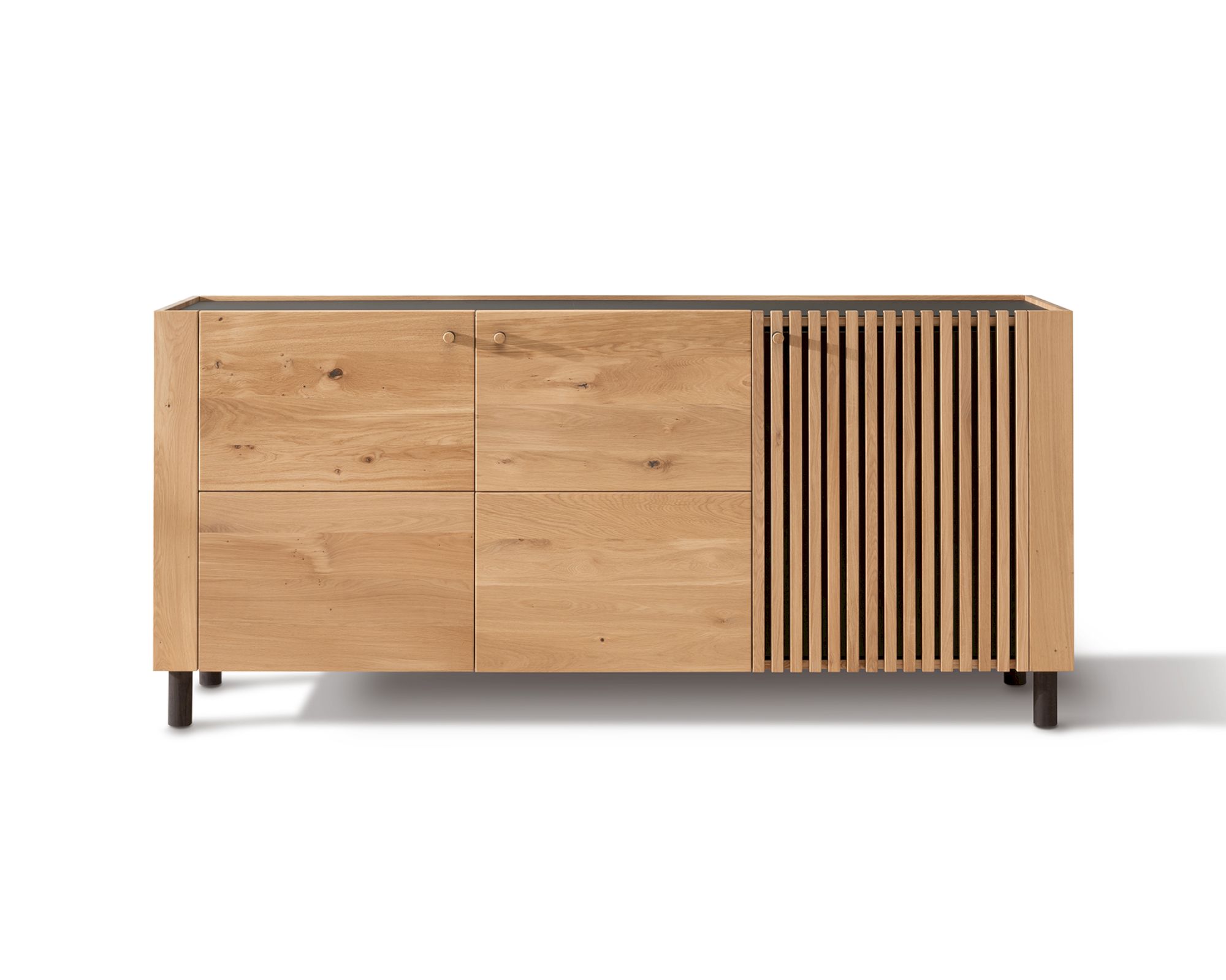 Massivholz »Ascona« Sideboard ohne Anthrazitglas / Holzfüße