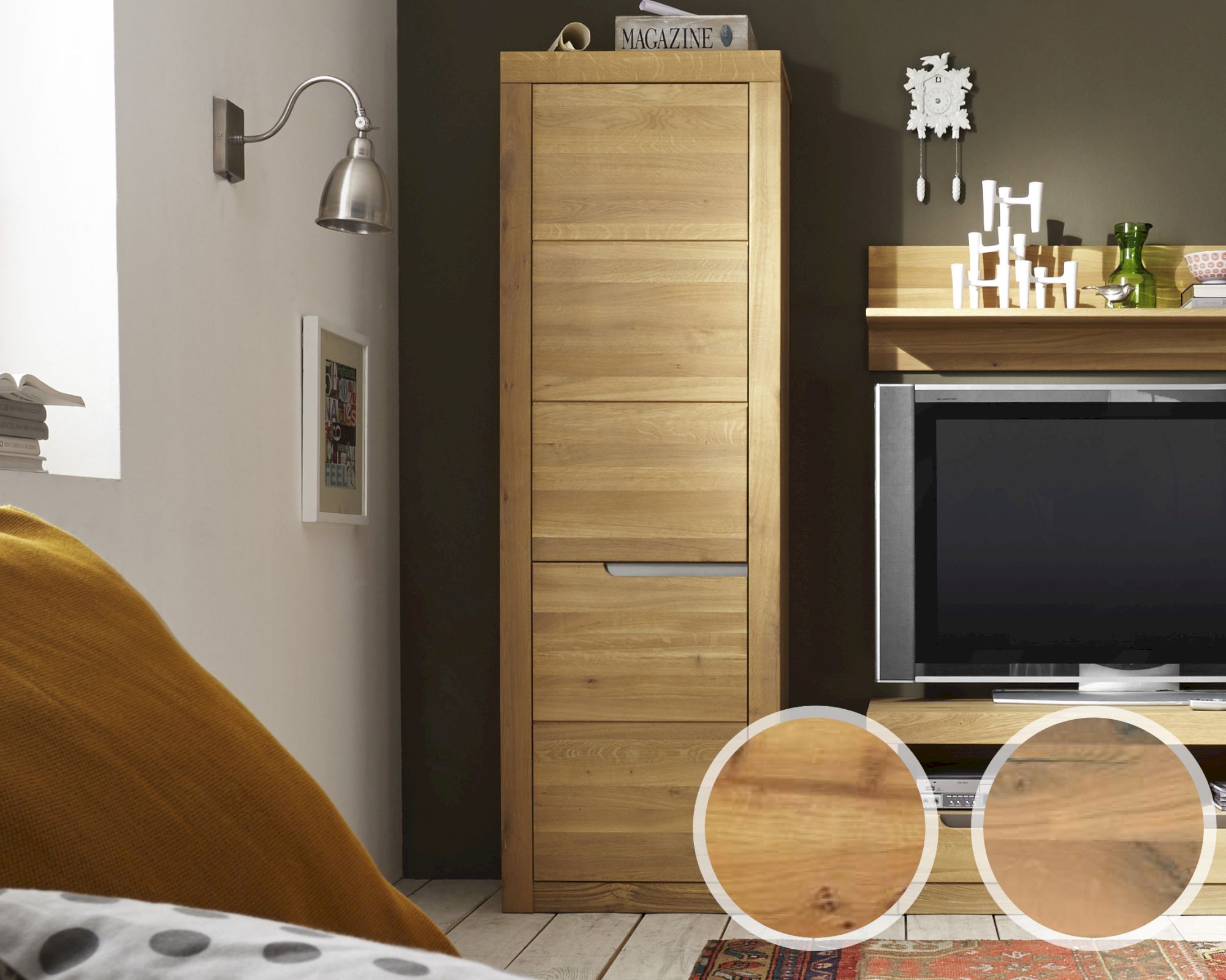 Massivholz »Basel« Hochschrank Wildeiche bianco rechts