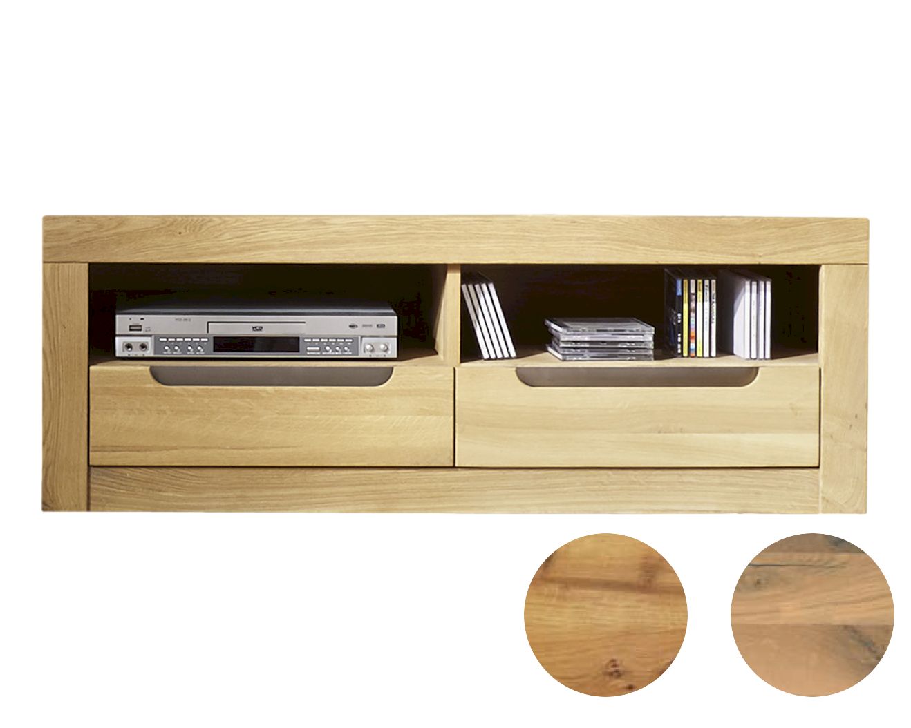 Massivholz »Basel« TV-Lowboard 125x45x41 cm / wildeiche natur geölt