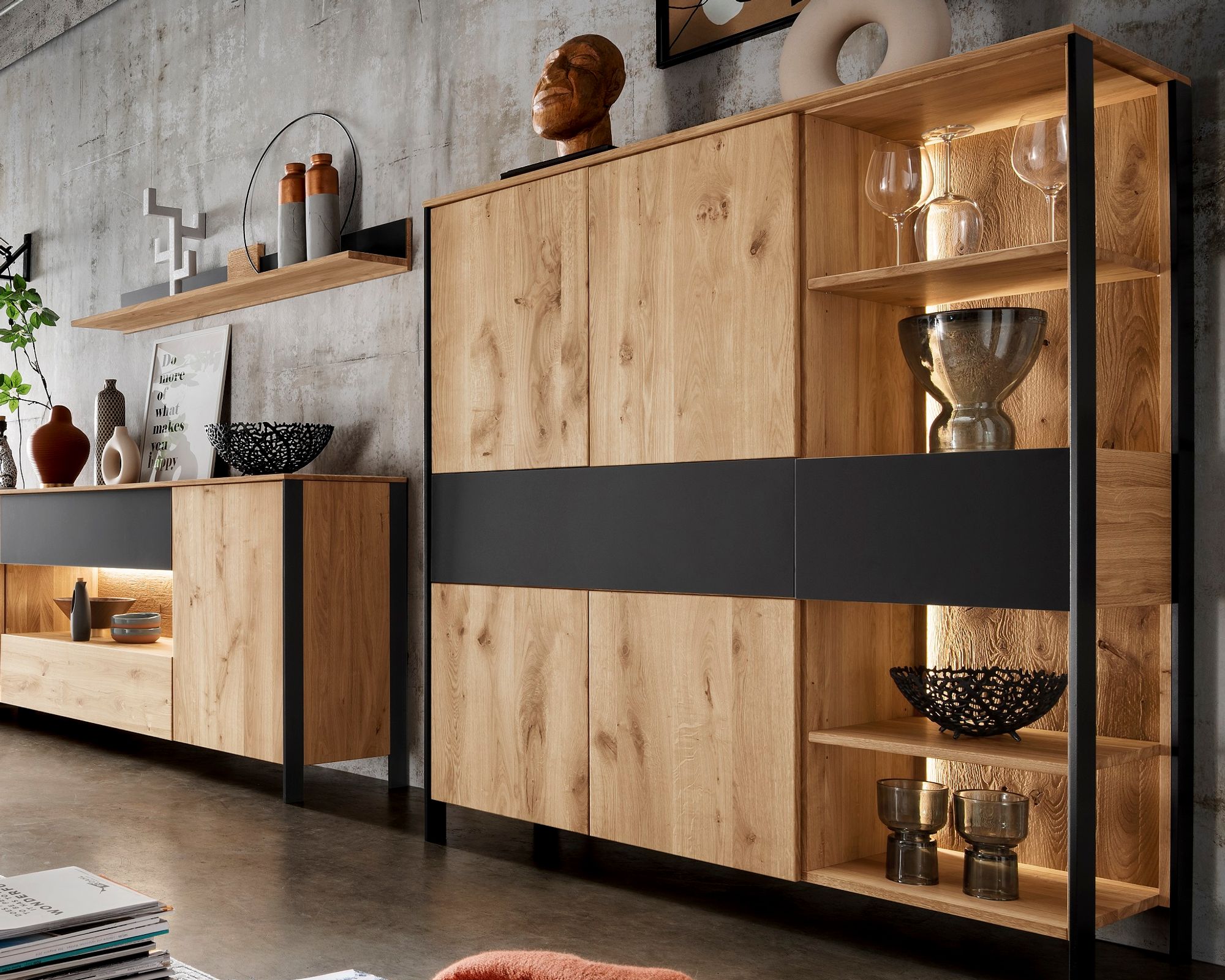 Massivholz »Boston« Highboard 128x143x42 cm