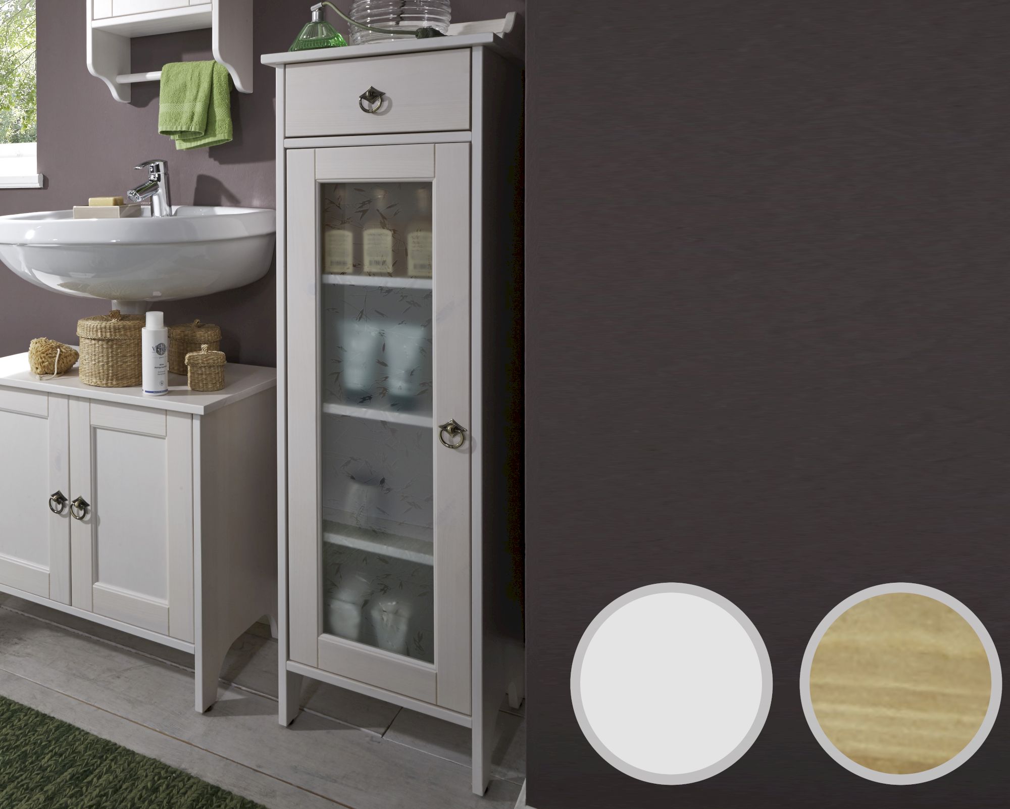 Massivholz »Country« Badezimmer Kommode laugenfarbig